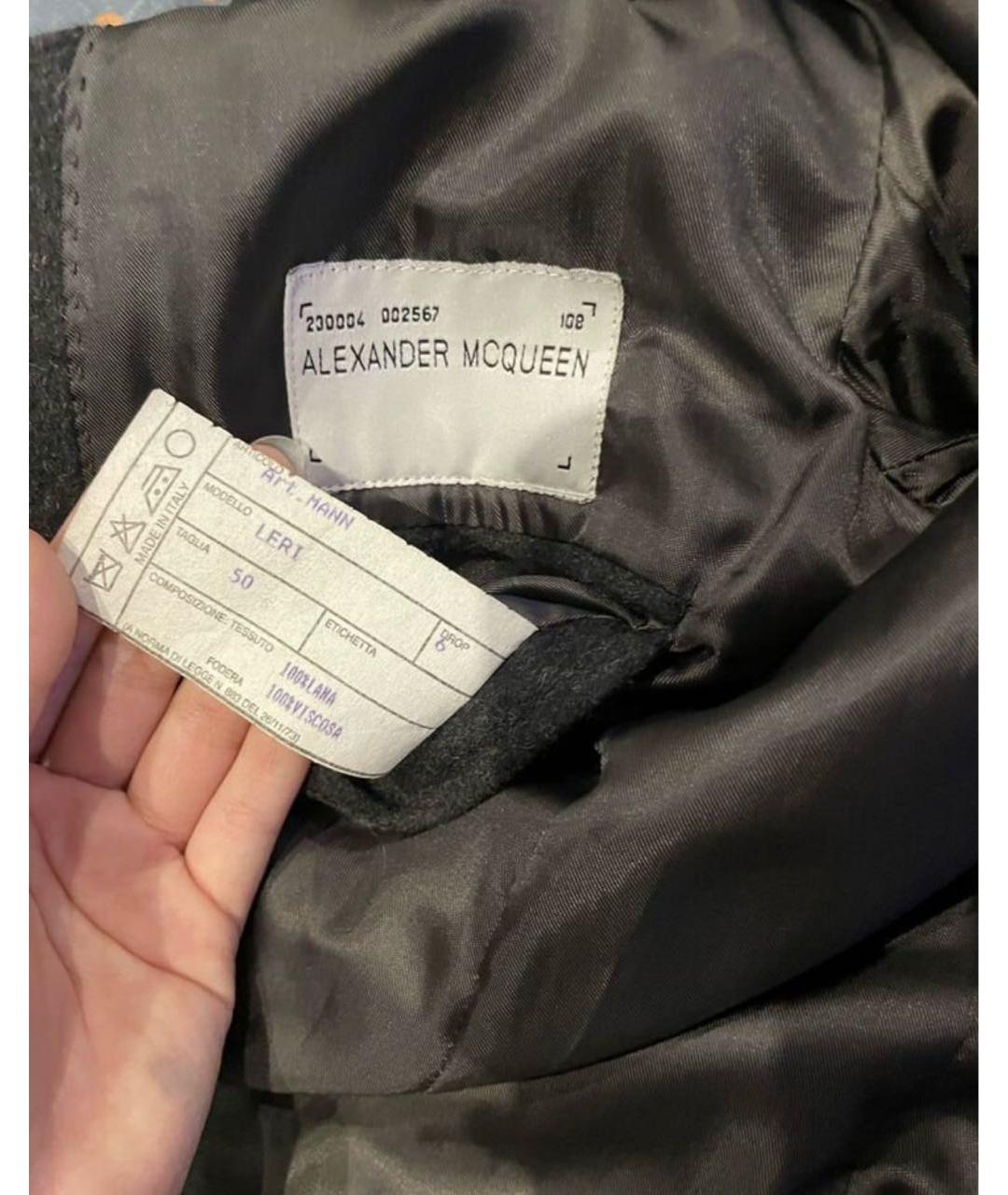 ALEXANDER MCQUEEN Черное вискозное пальто, фото 3