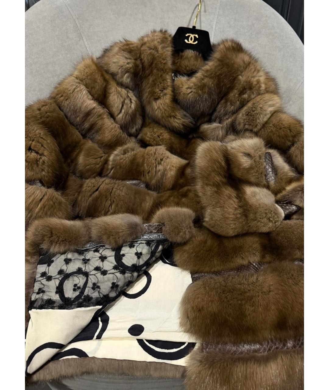 SIMONETTA RAVIZZA Коричневая меховая шуба, фото 3