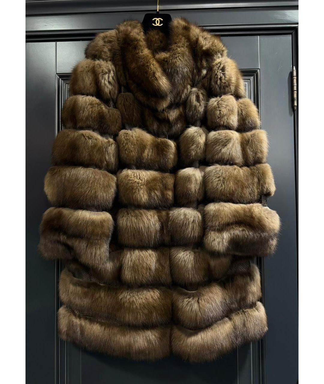 SIMONETTA RAVIZZA Коричневая меховая шуба, фото 4