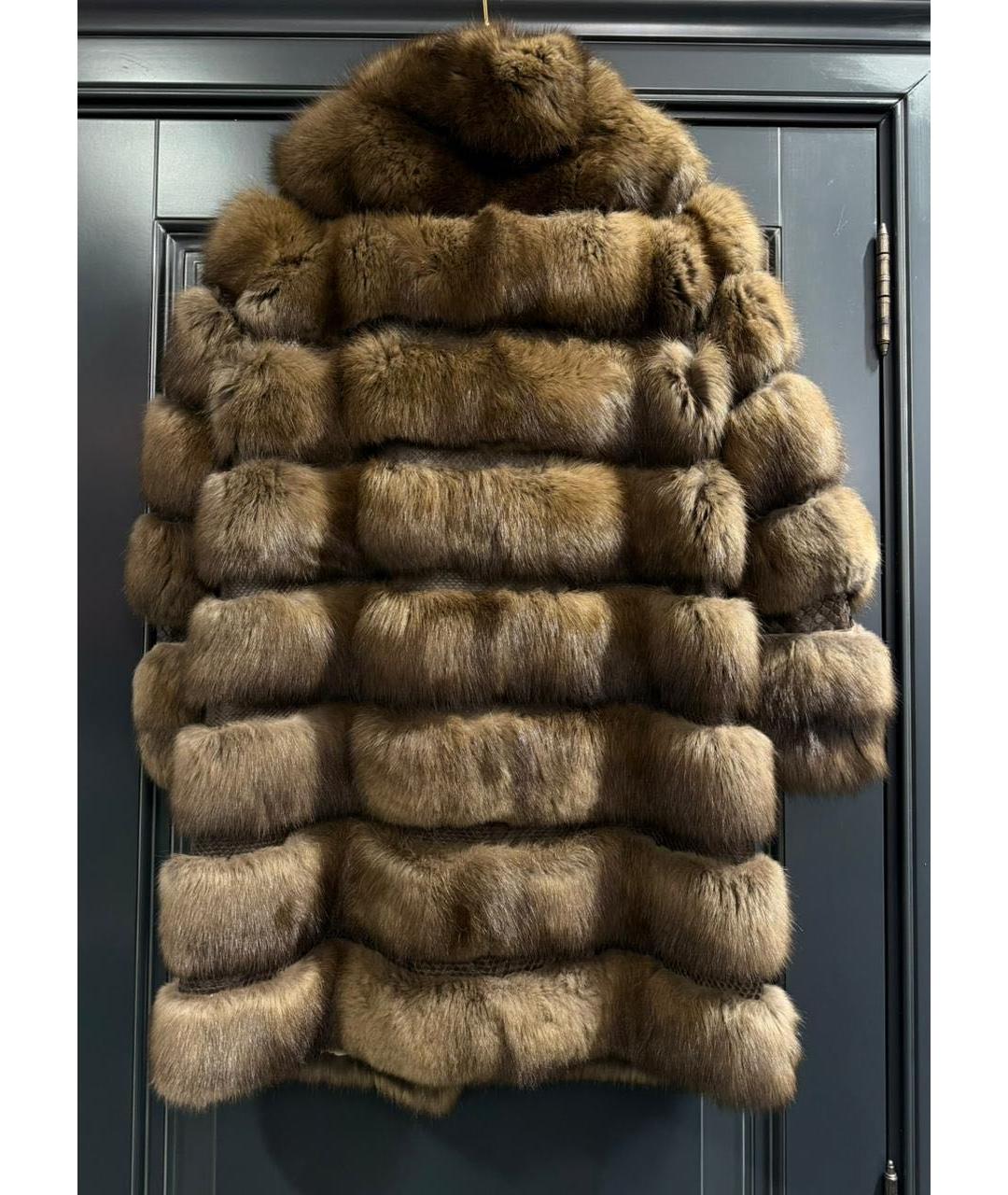 SIMONETTA RAVIZZA Коричневая меховая шуба, фото 2