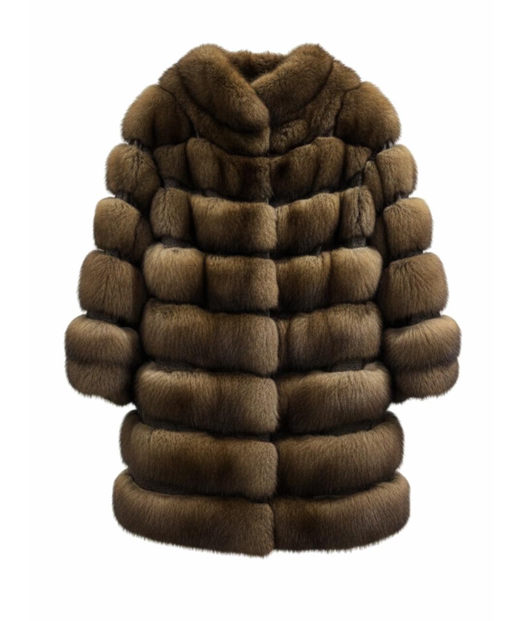 SIMONETTA RAVIZZA Коричневая меховая шуба, фото 1