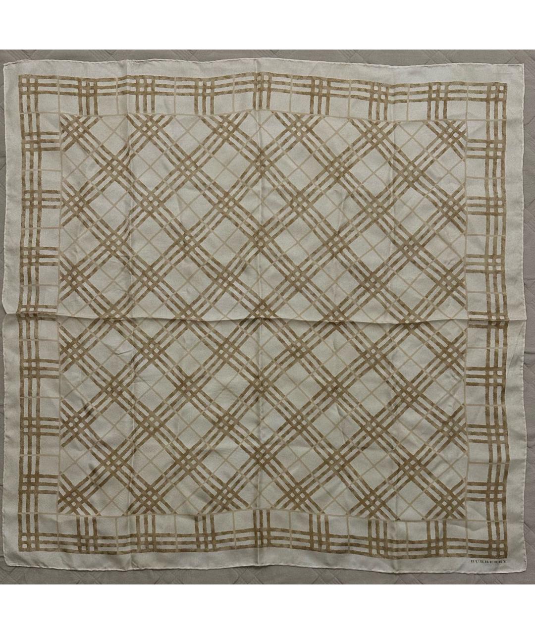 BURBERRY Бежевый шелковый платок, фото 5