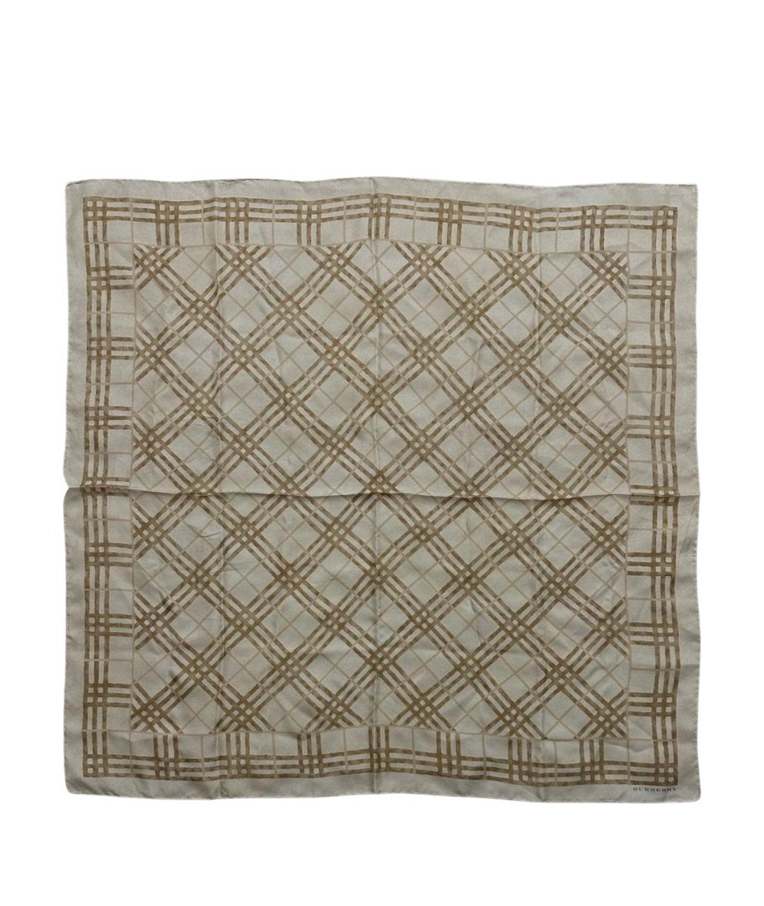 BURBERRY Бежевый шелковый платок, фото 1
