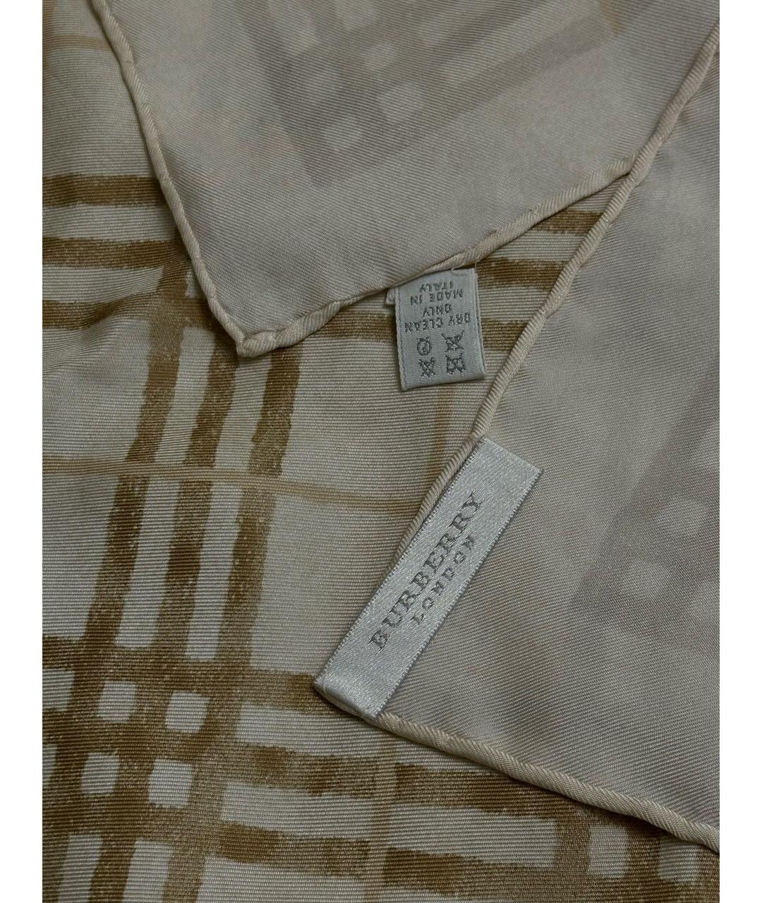 BURBERRY Бежевый шелковый платок, фото 3