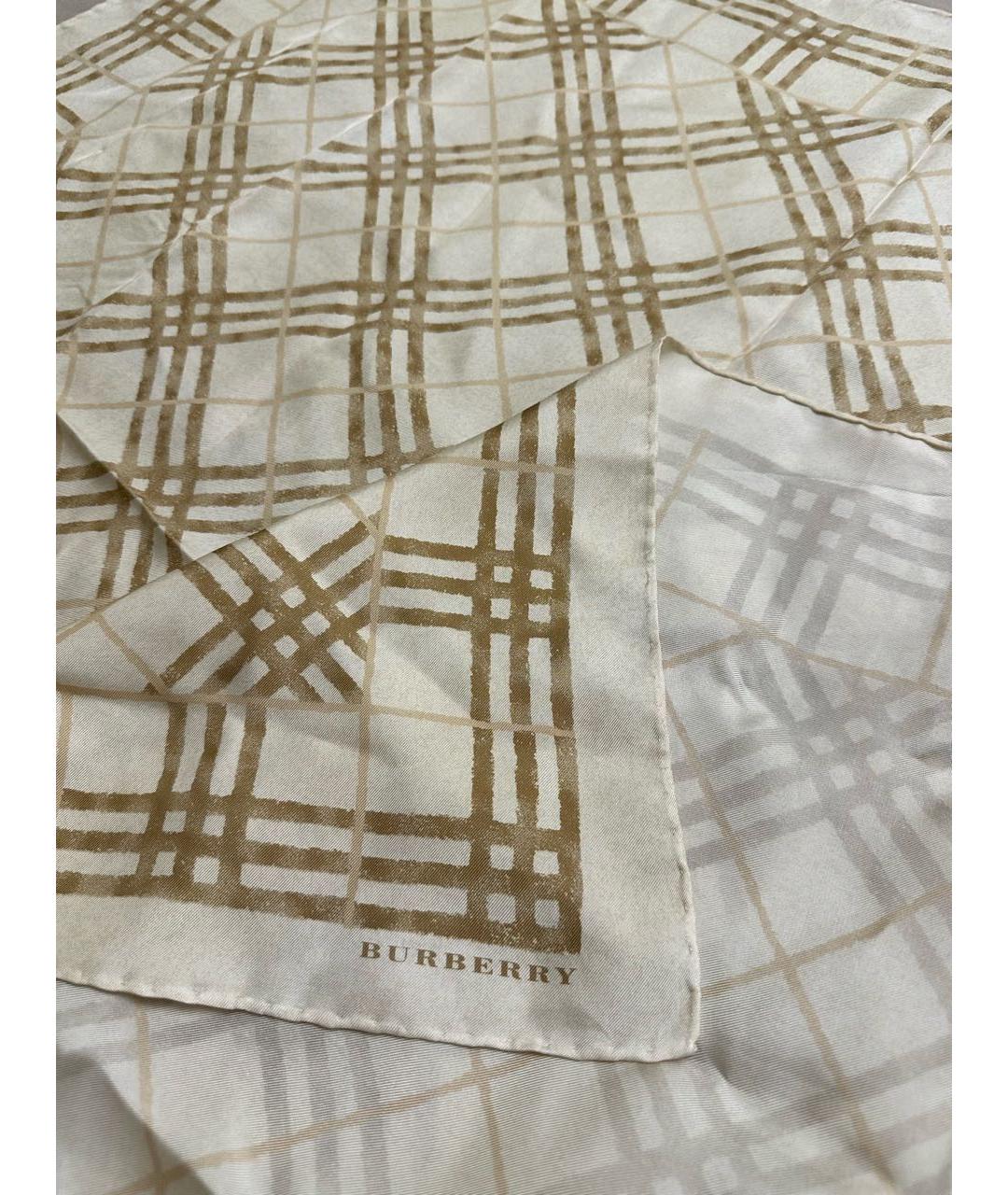 BURBERRY Бежевый шелковый платок, фото 2