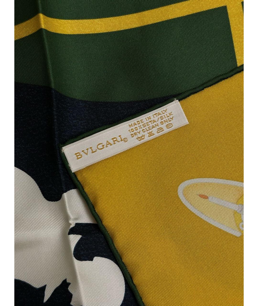 BVLGARI Желтый шелковый платок, фото 5