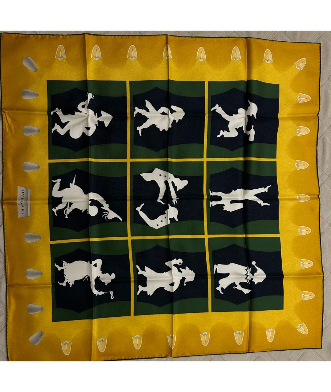 BVLGARI Желтый шелковый платок, фото 8