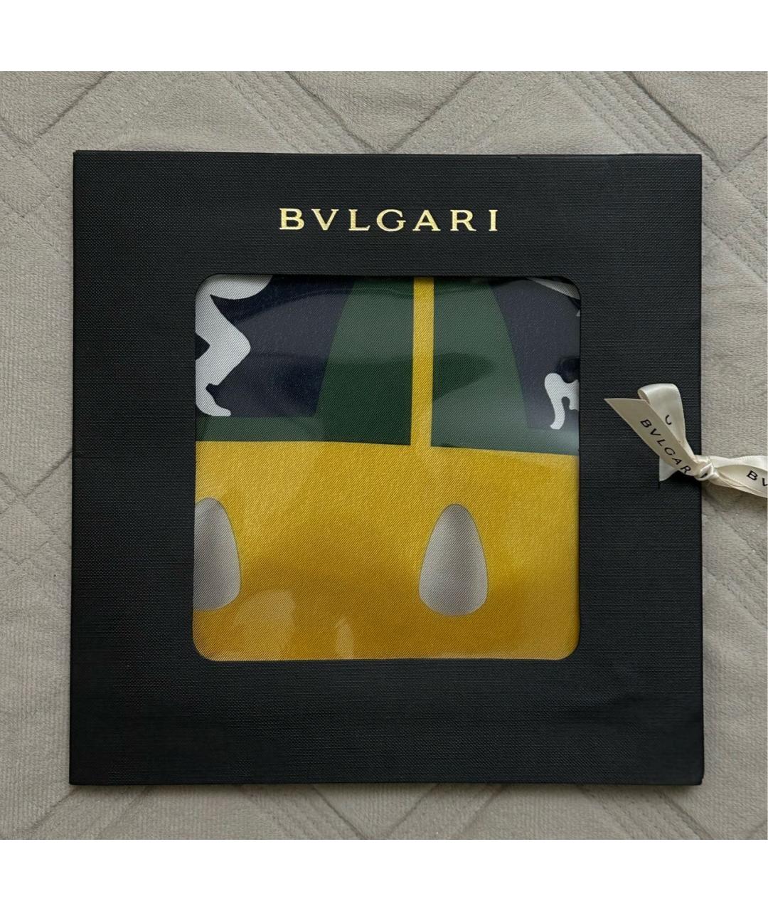 BVLGARI Желтый шелковый платок, фото 6