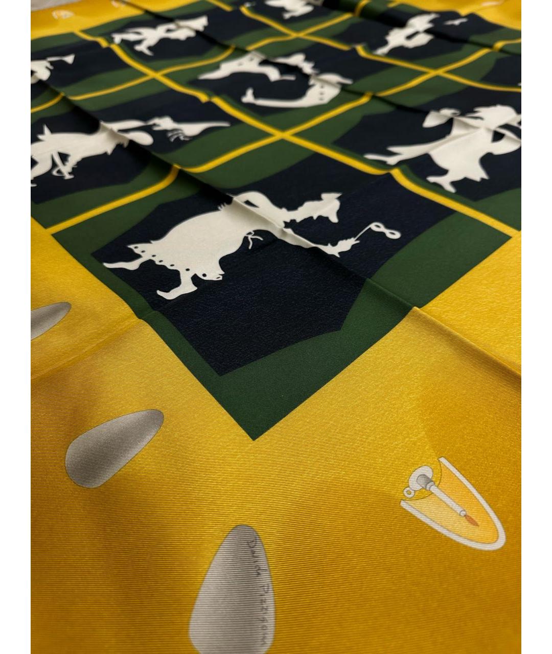 BVLGARI Желтый шелковый платок, фото 2