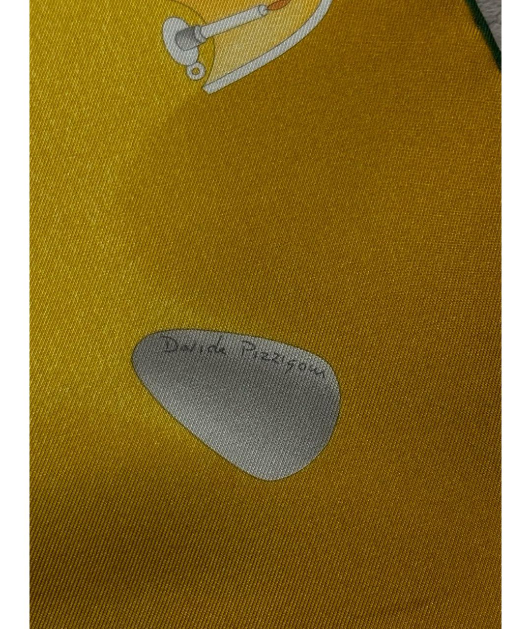 BVLGARI Желтый шелковый платок, фото 4