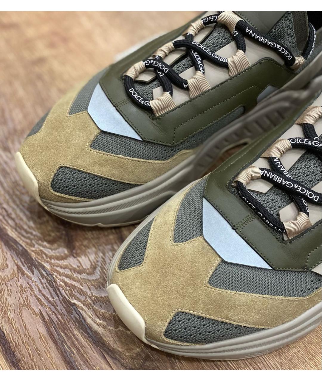 DOLCE&GABBANA Хаки текстильные низкие кроссовки / кеды, фото 7