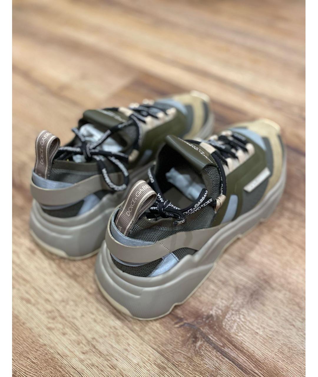 DOLCE&GABBANA Хаки текстильные низкие кроссовки / кеды, фото 4