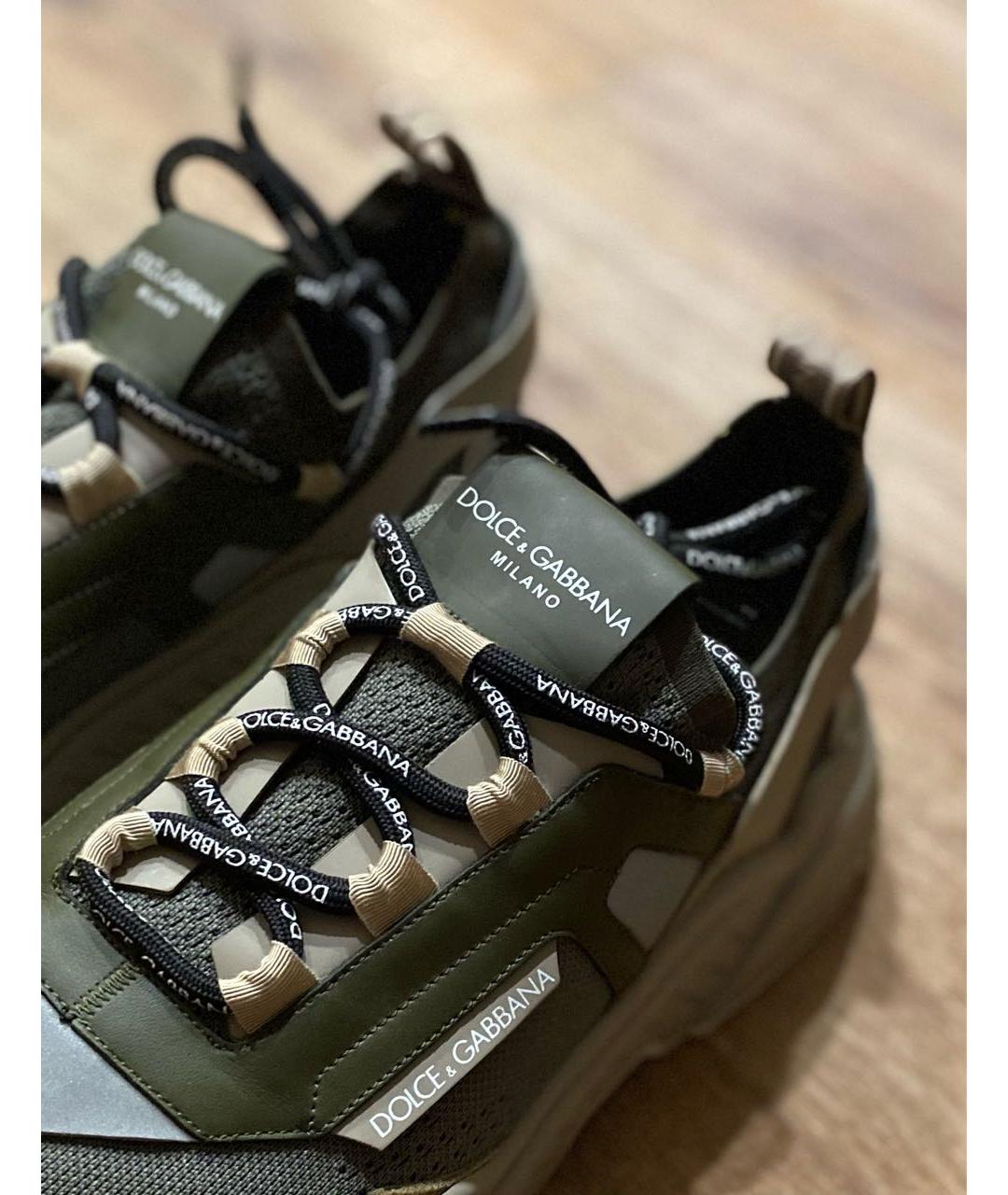 DOLCE&GABBANA Хаки текстильные низкие кроссовки / кеды, фото 8