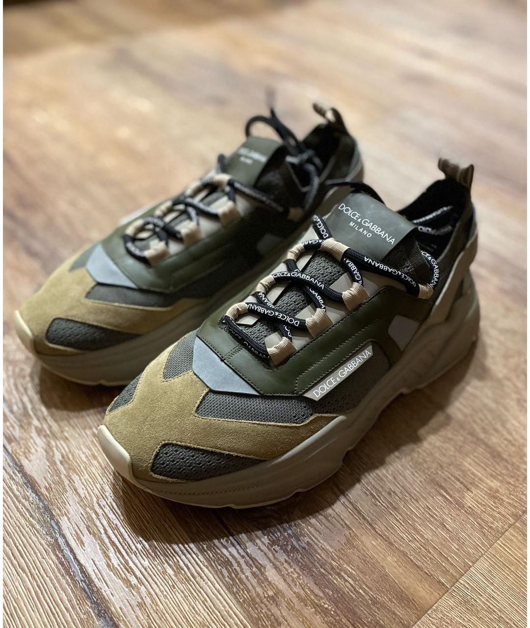 DOLCE&GABBANA Хаки текстильные низкие кроссовки / кеды, фото 2