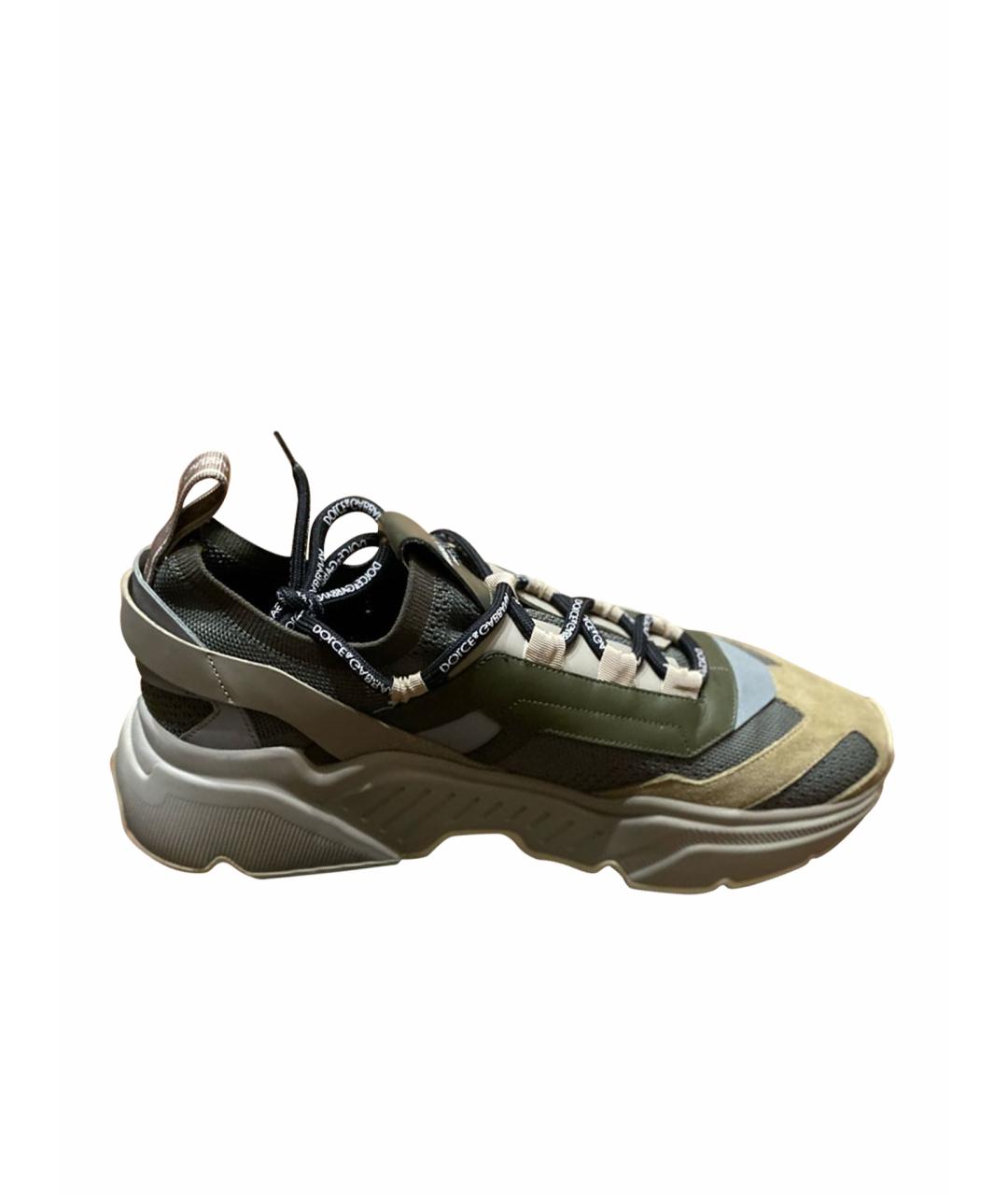 DOLCE&GABBANA Хаки текстильные низкие кроссовки / кеды, фото 1