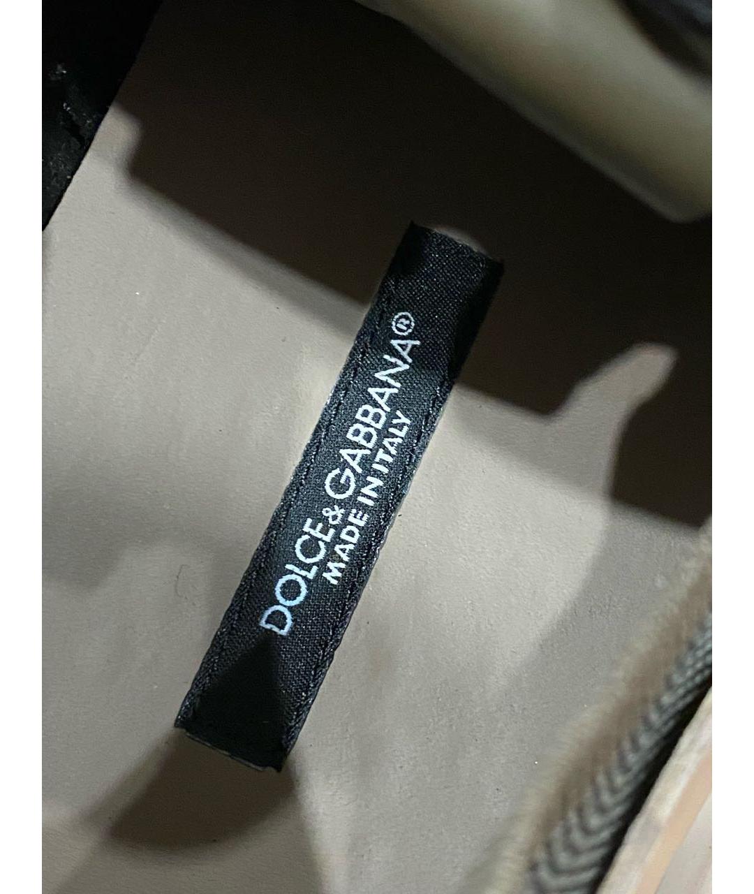 DOLCE&GABBANA Хаки текстильные низкие кроссовки / кеды, фото 5