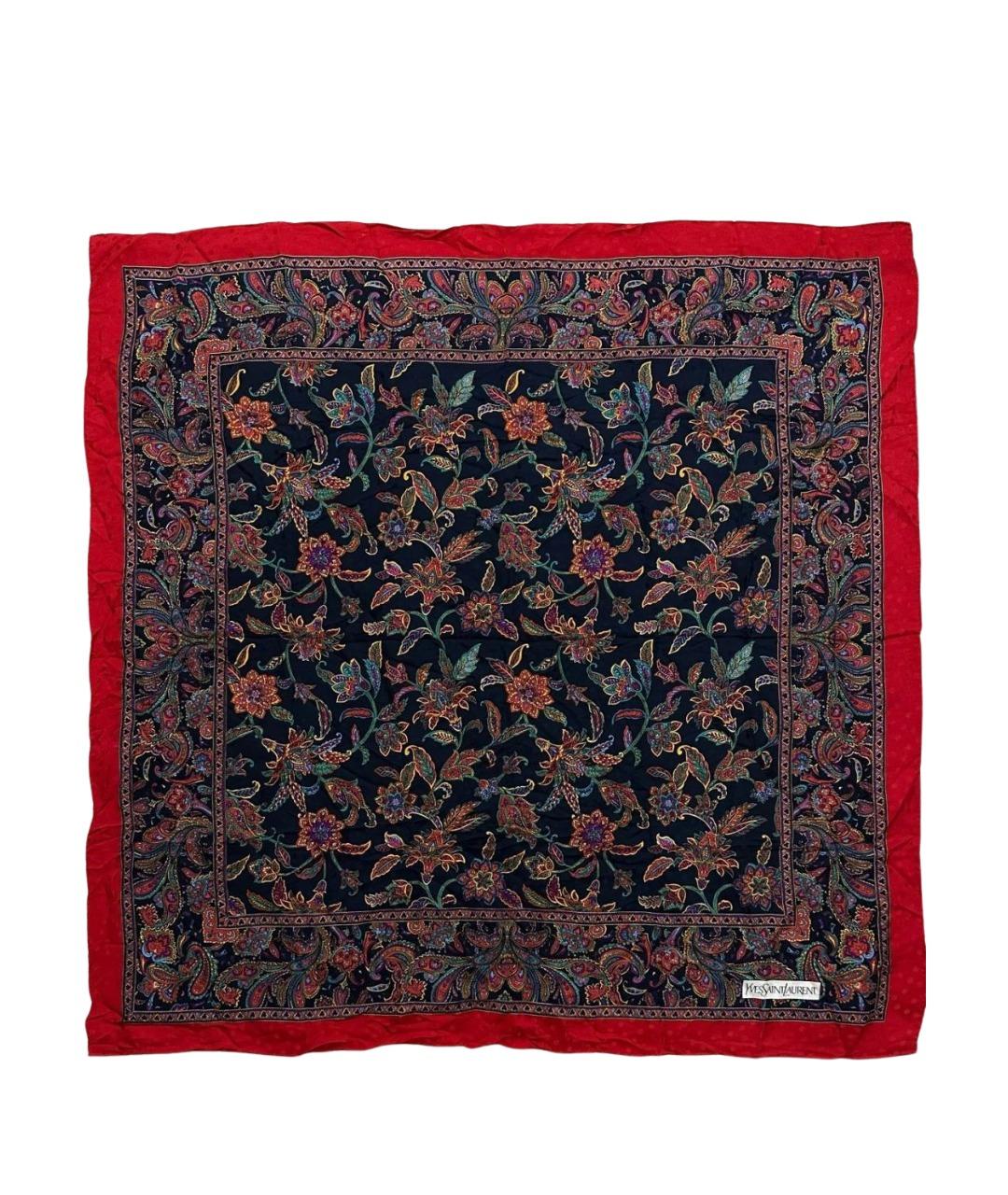 SAINT LAURENT Красный шелковый платок, фото 1