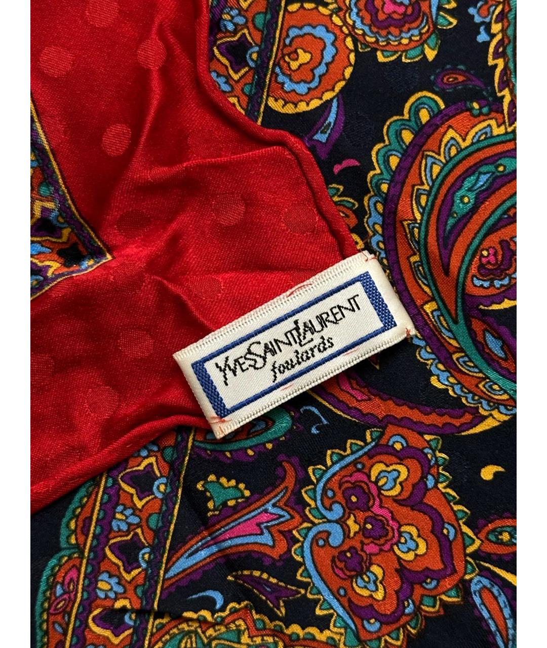 SAINT LAURENT Красный шелковый платок, фото 4