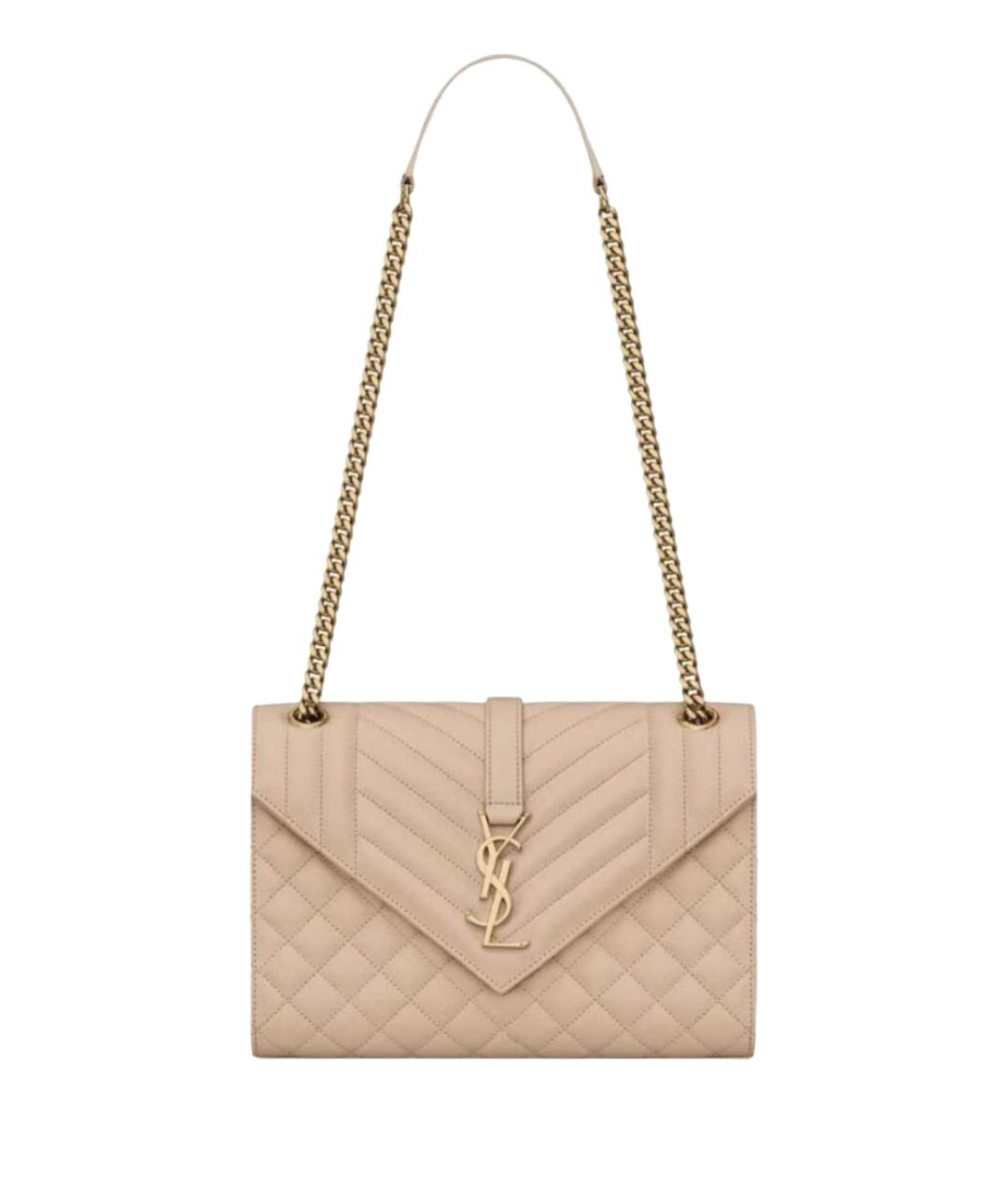 SAINT LAURENT Бежевая кожаная сумка через плечо, фото 1