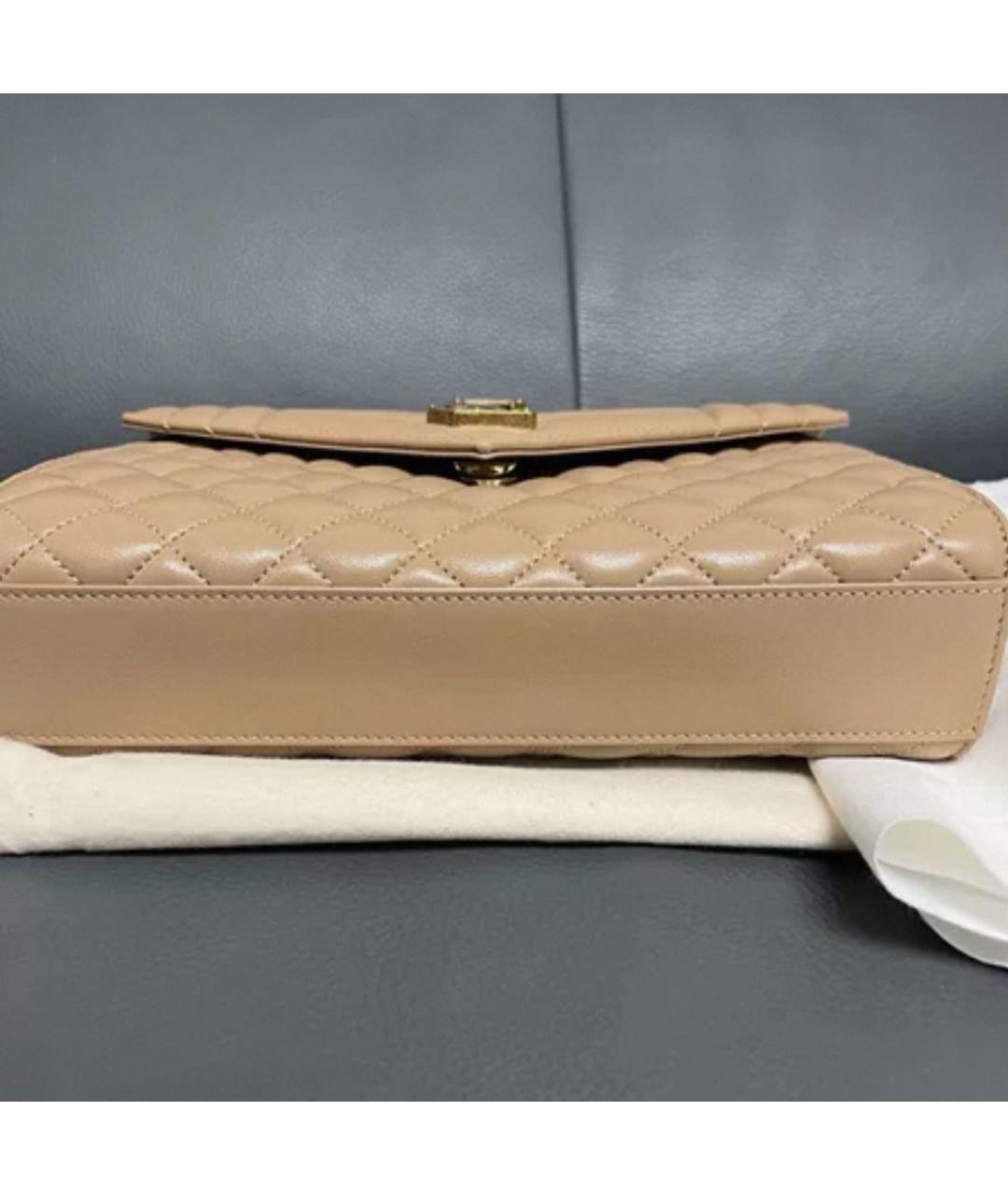 SAINT LAURENT Бежевая кожаная сумка через плечо, фото 5