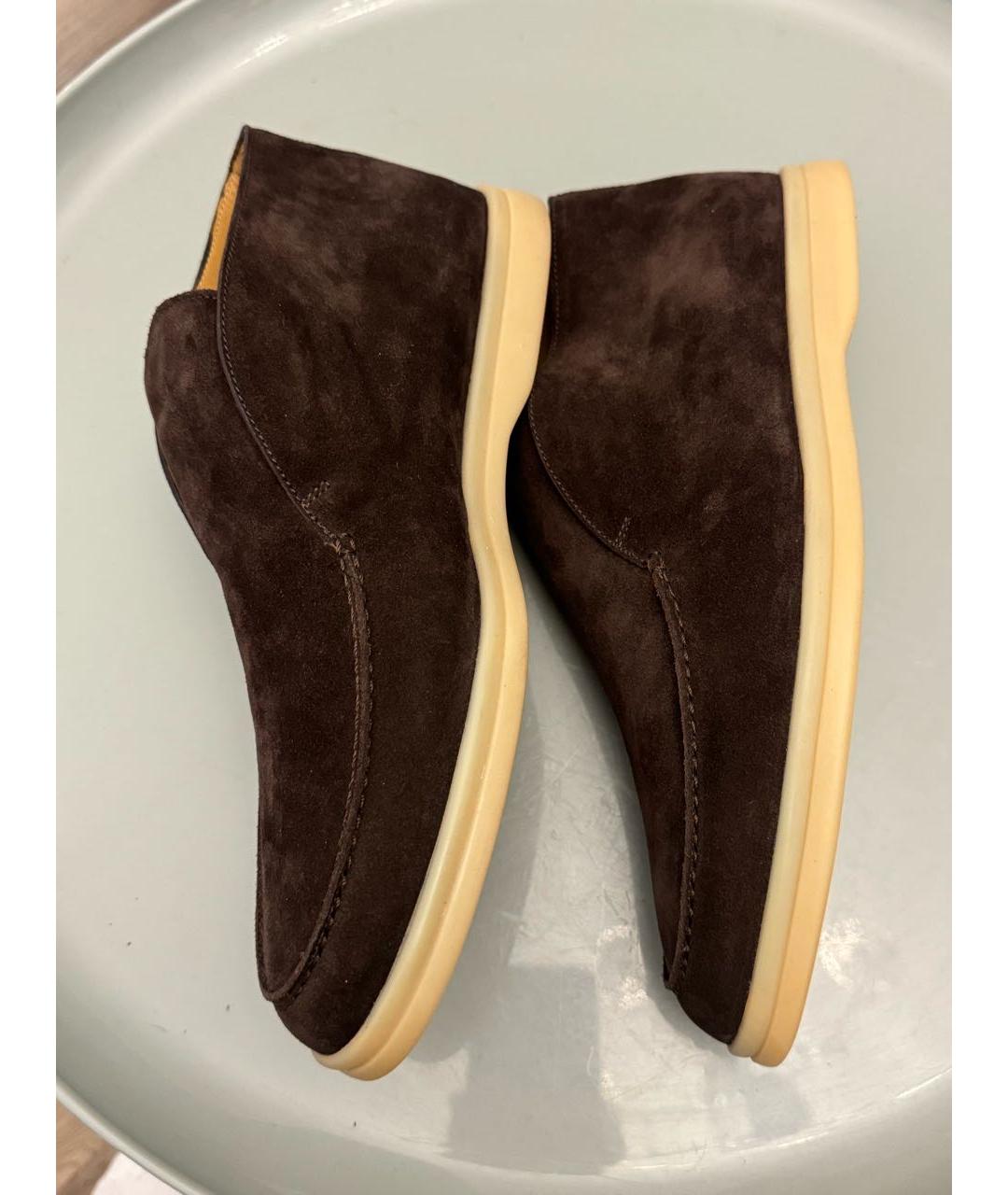 LORO PIANA Коричневые замшевые лоферы, фото 3