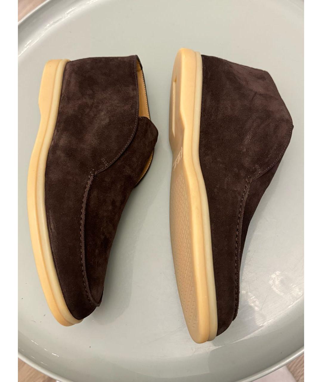 LORO PIANA Коричневые замшевые лоферы, фото 4