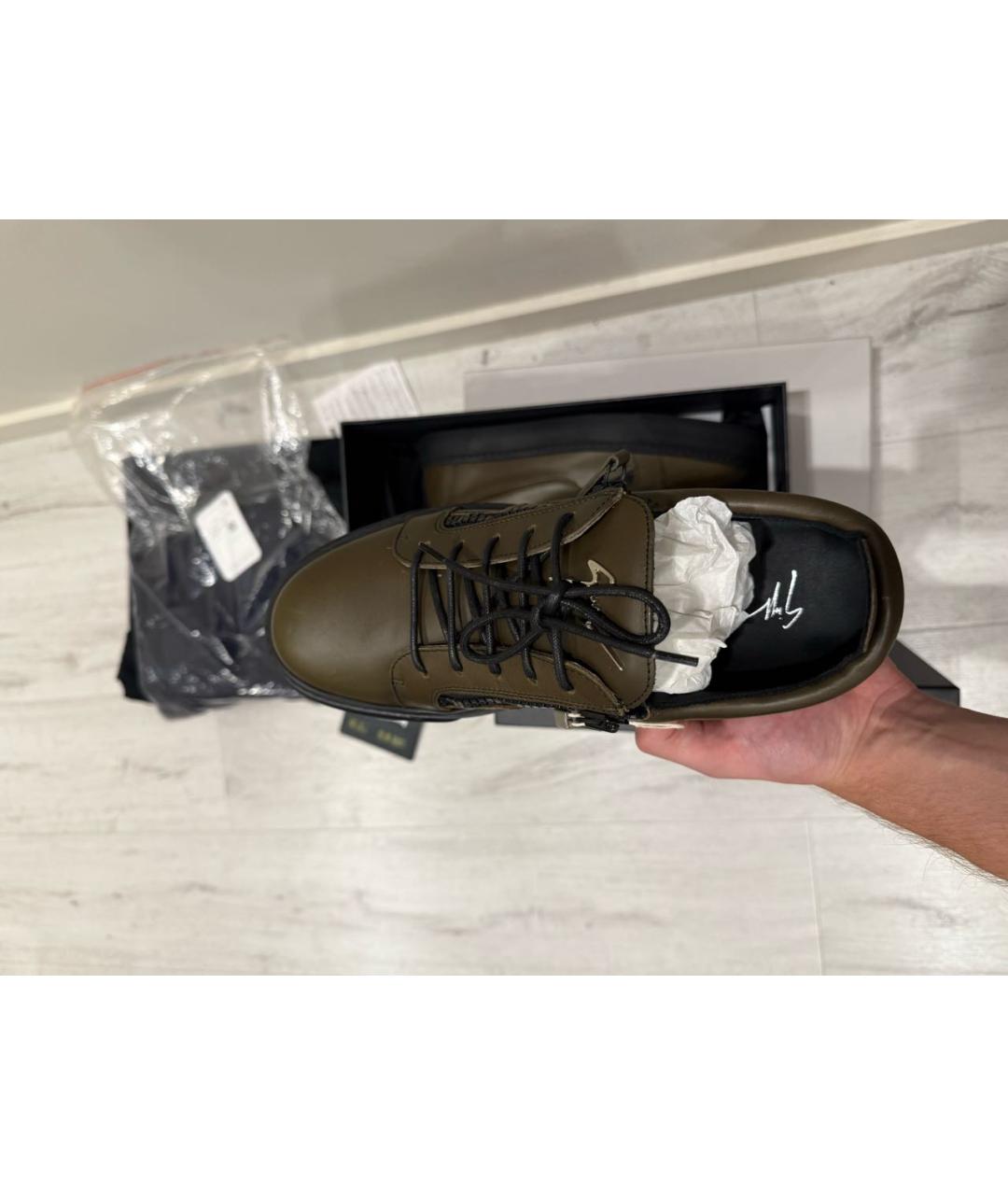 GIUSEPPE ZANOTTI DESIGN Коричневые кожаные низкие кроссовки / кеды, фото 5