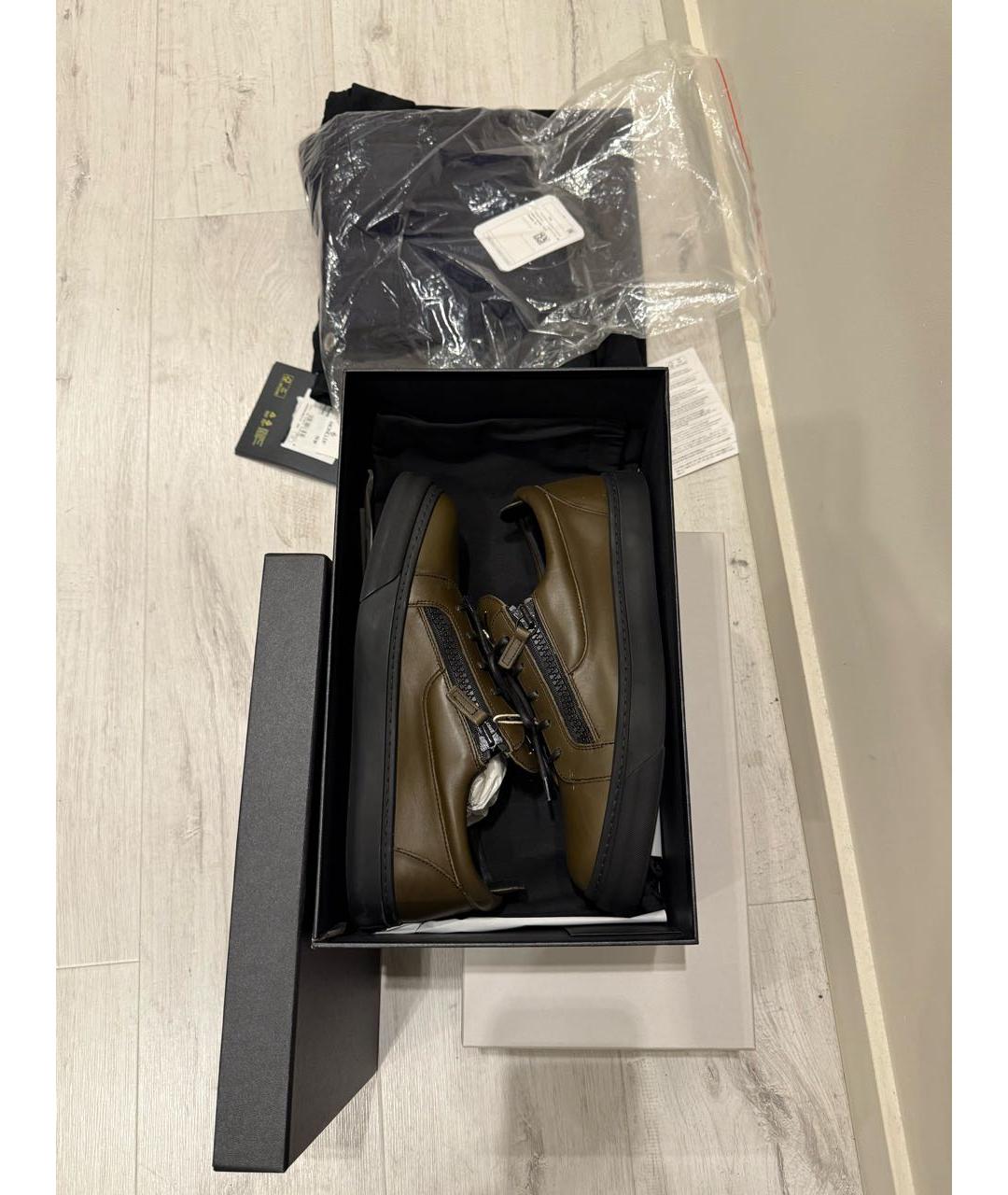 GIUSEPPE ZANOTTI DESIGN Коричневые кожаные низкие кроссовки / кеды, фото 2