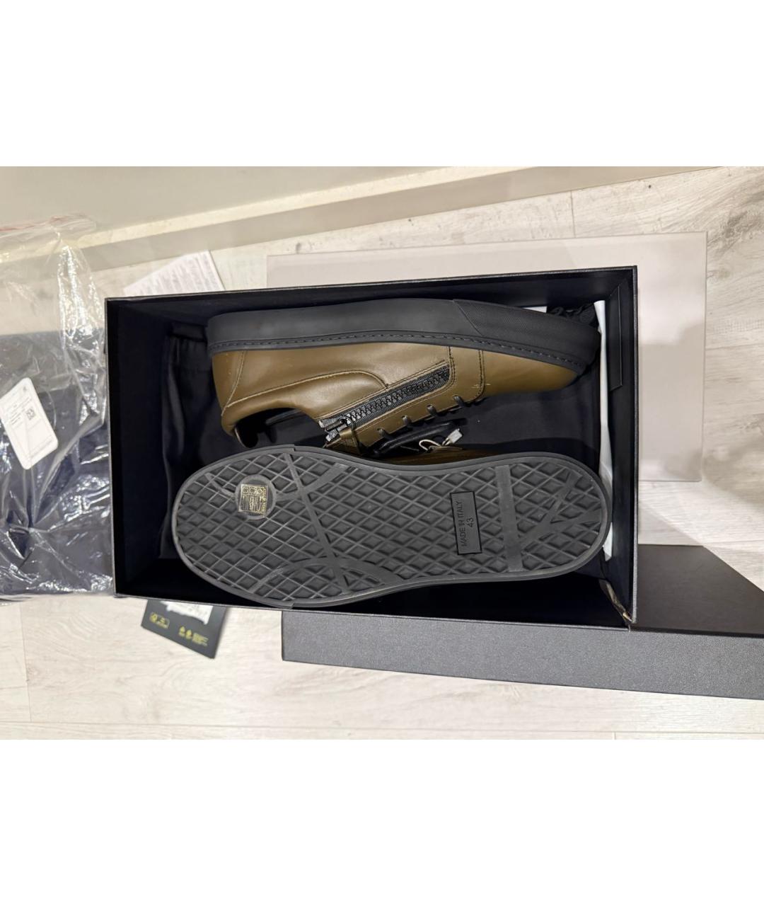 GIUSEPPE ZANOTTI DESIGN Коричневые кожаные низкие кроссовки / кеды, фото 4