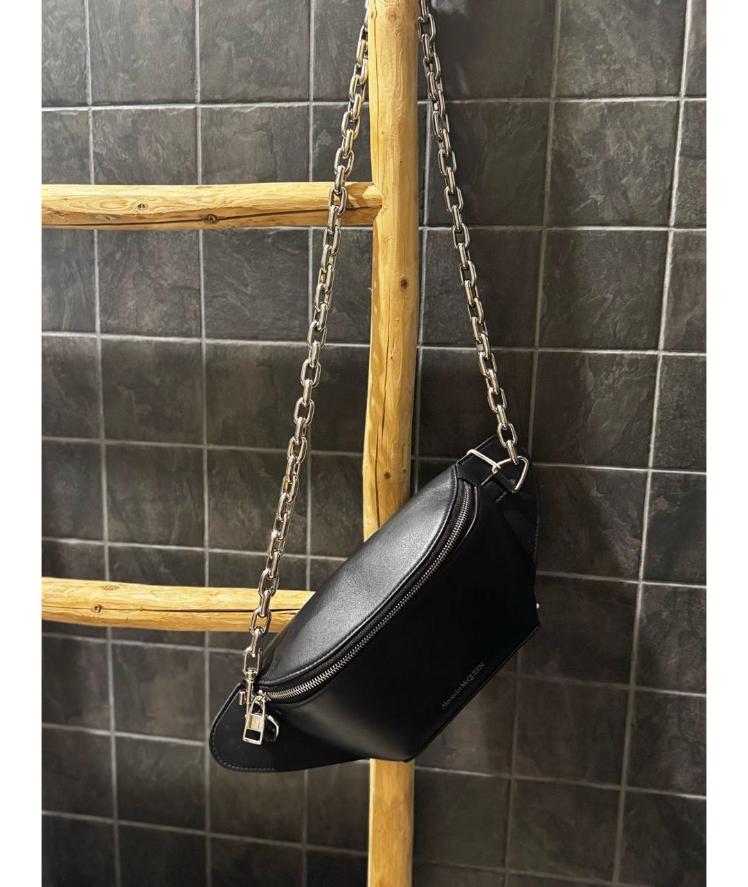 ALEXANDER MCQUEEN Черная кожаная сумка на плечо, фото 8