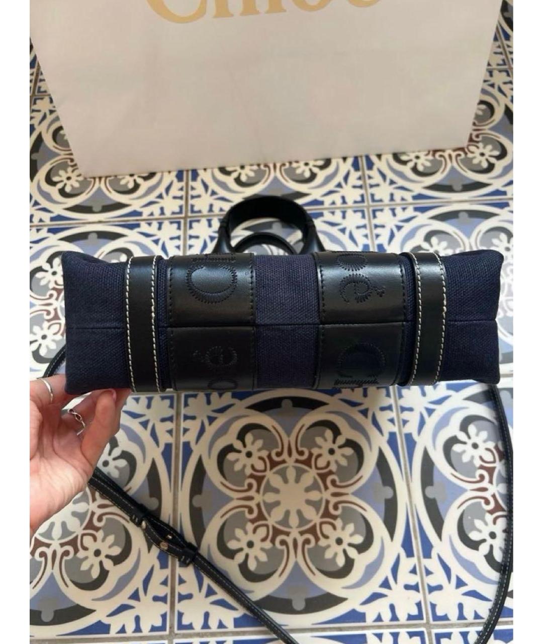CHLOE Темно-синяя кожаная сумка тоут, фото 7