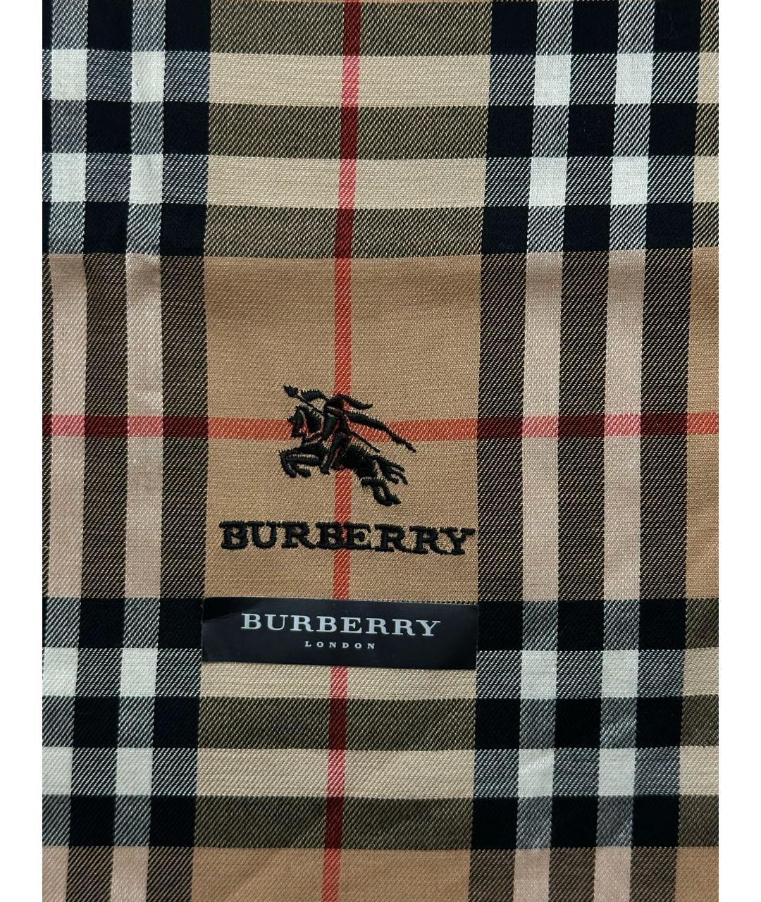 BURBERRY Коричневый хлопковый платок, фото 4