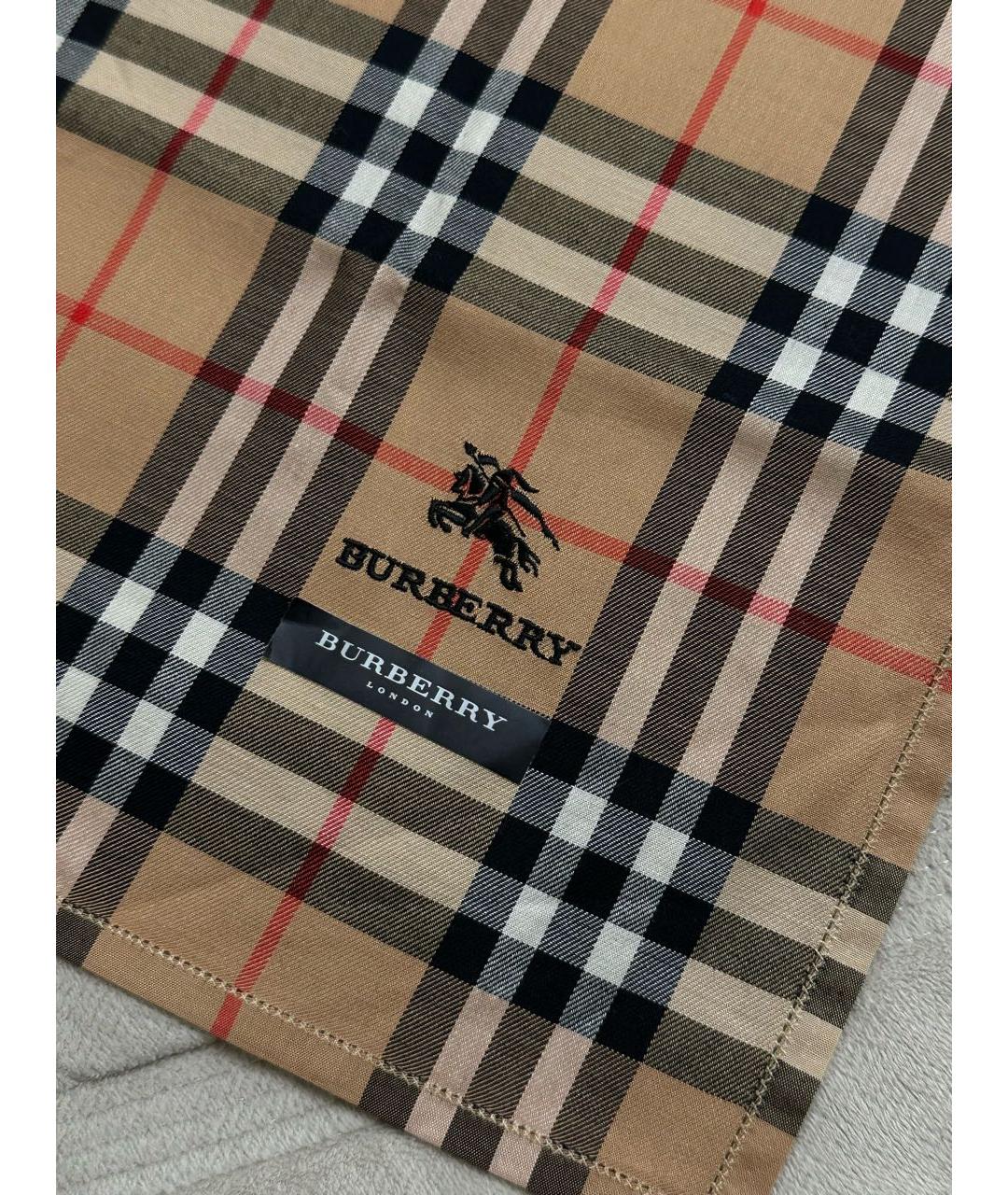 BURBERRY Коричневый хлопковый платок, фото 2
