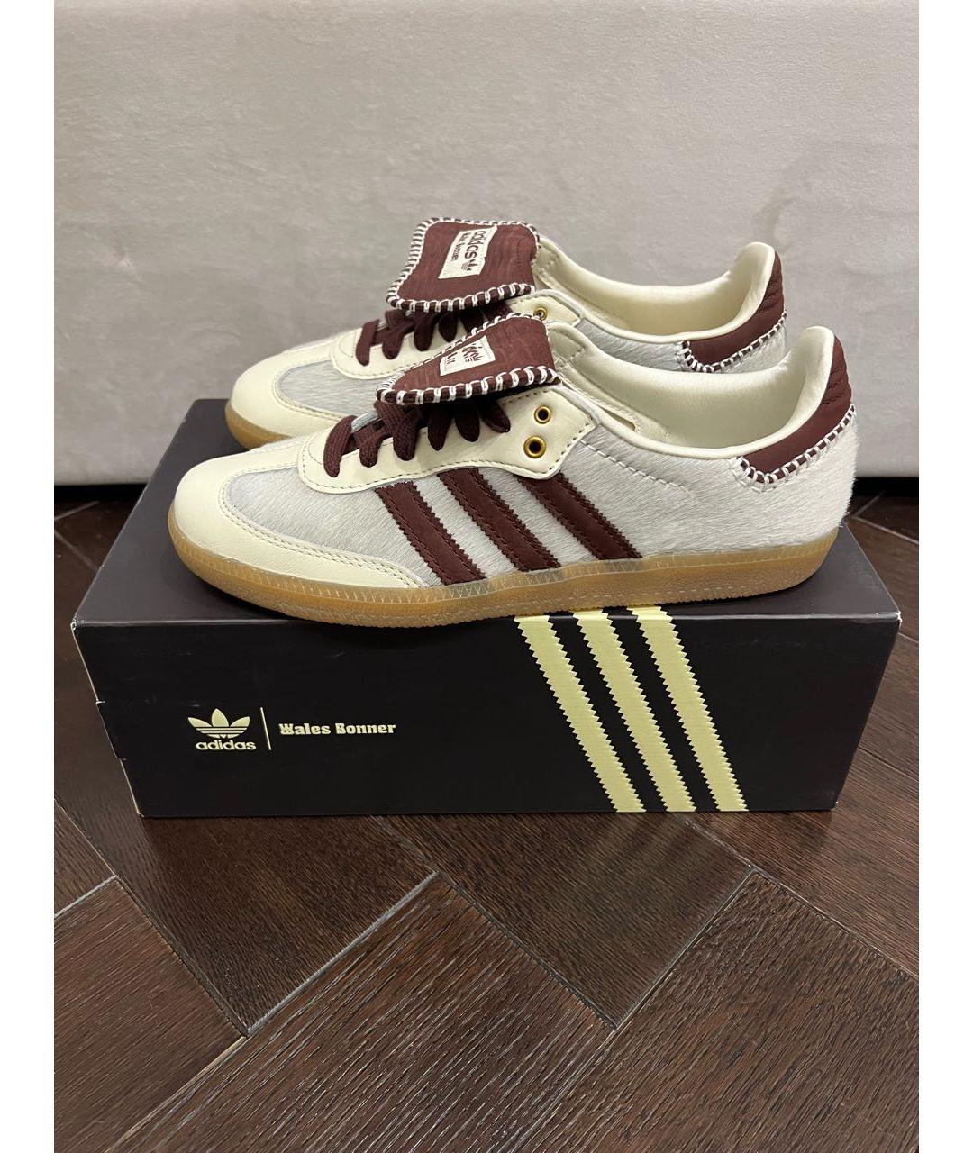 ADIDAS Бежевые кожаные кеды, фото 9