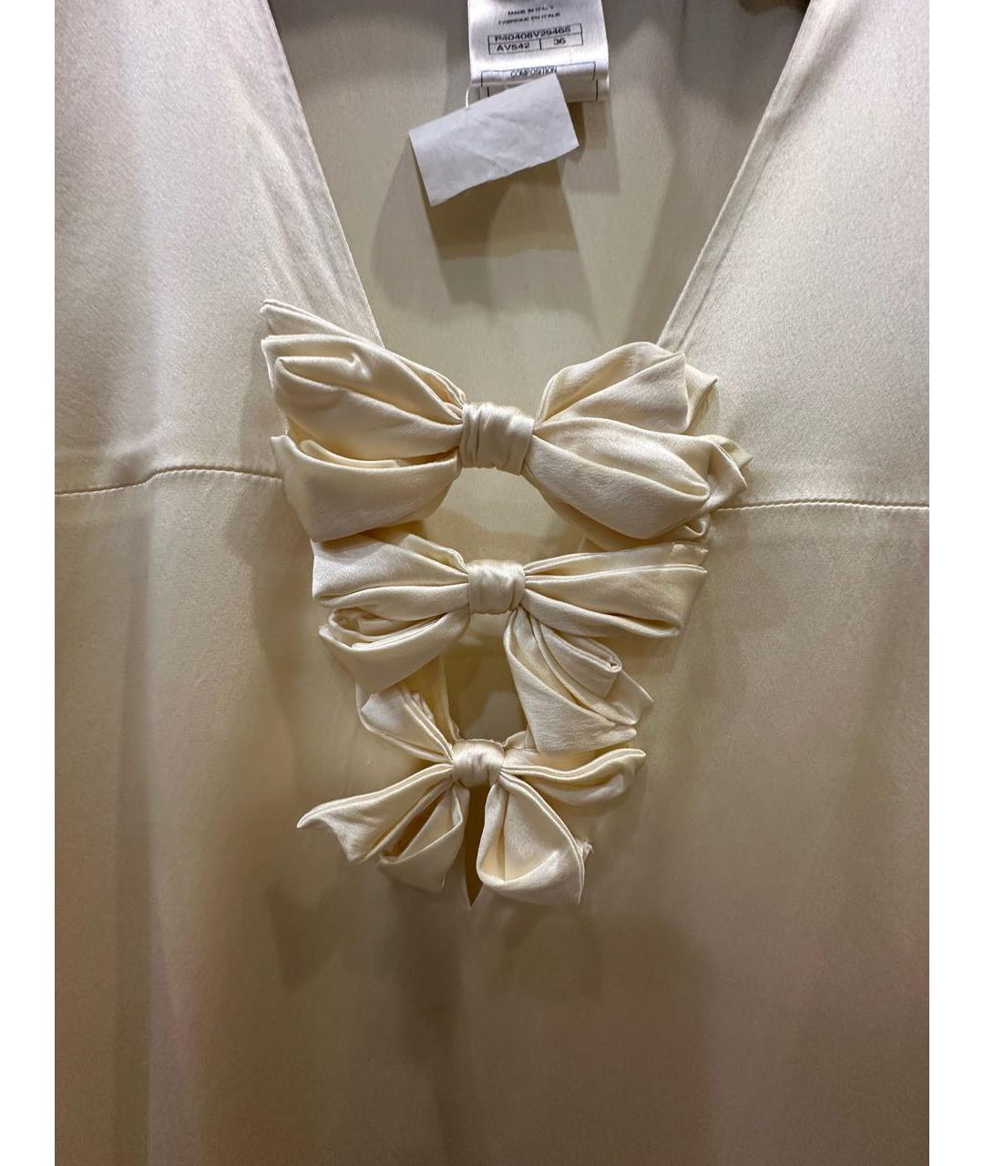 CHANEL Бежевая шелковая блузы, фото 3