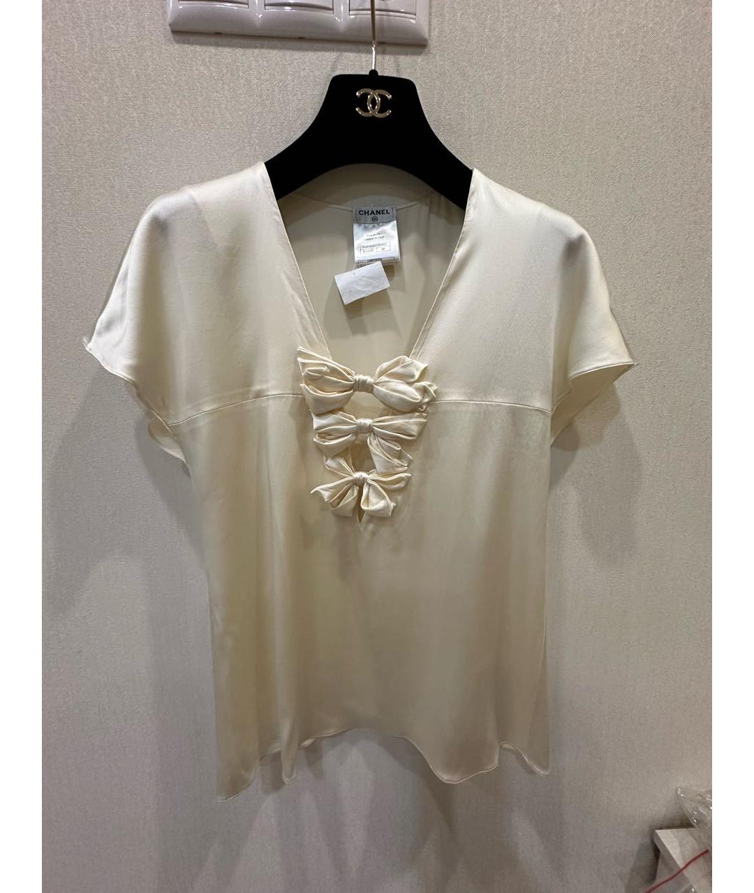 CHANEL Бежевая шелковая блузы, фото 2