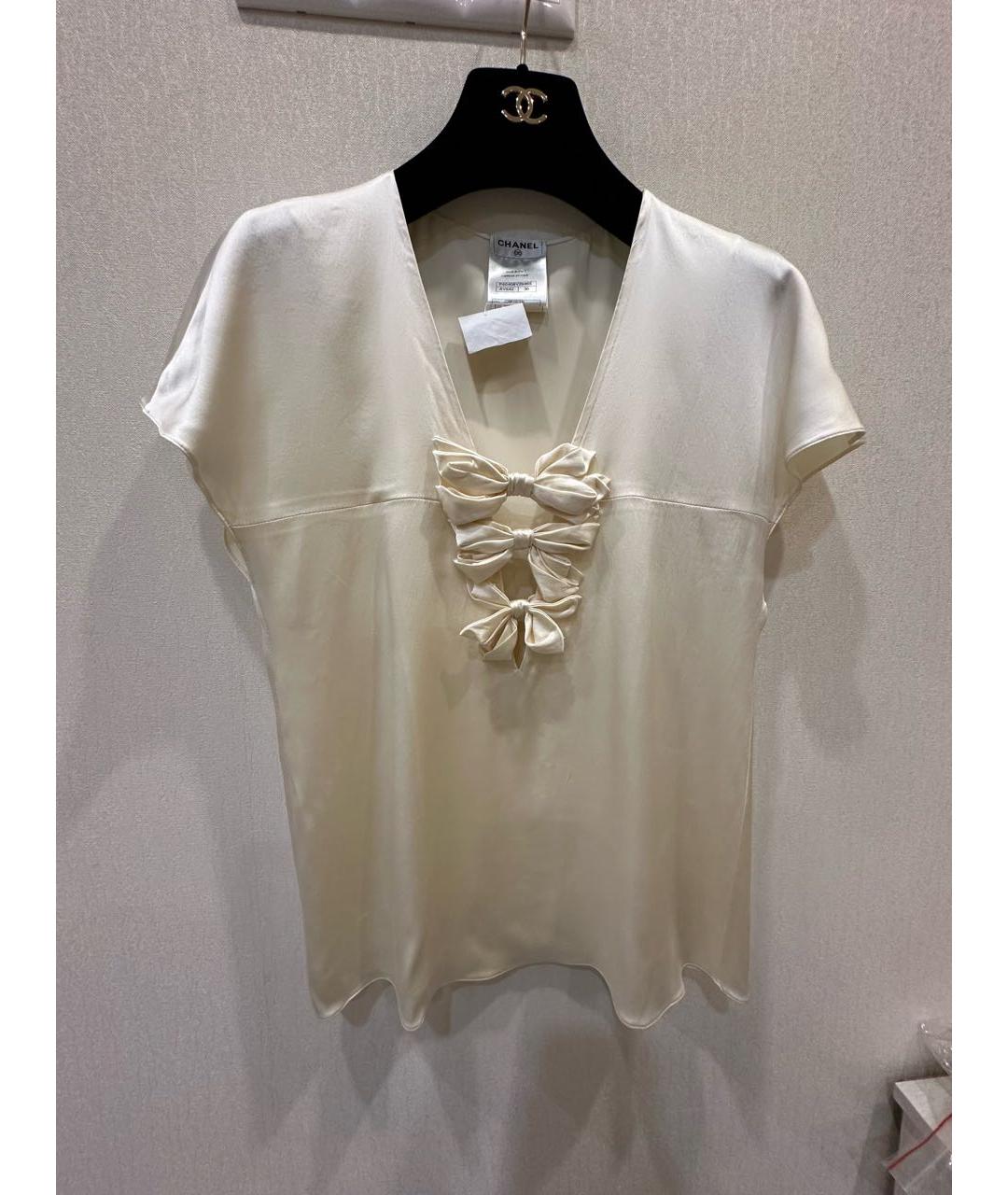 CHANEL Бежевая шелковая блузы, фото 9