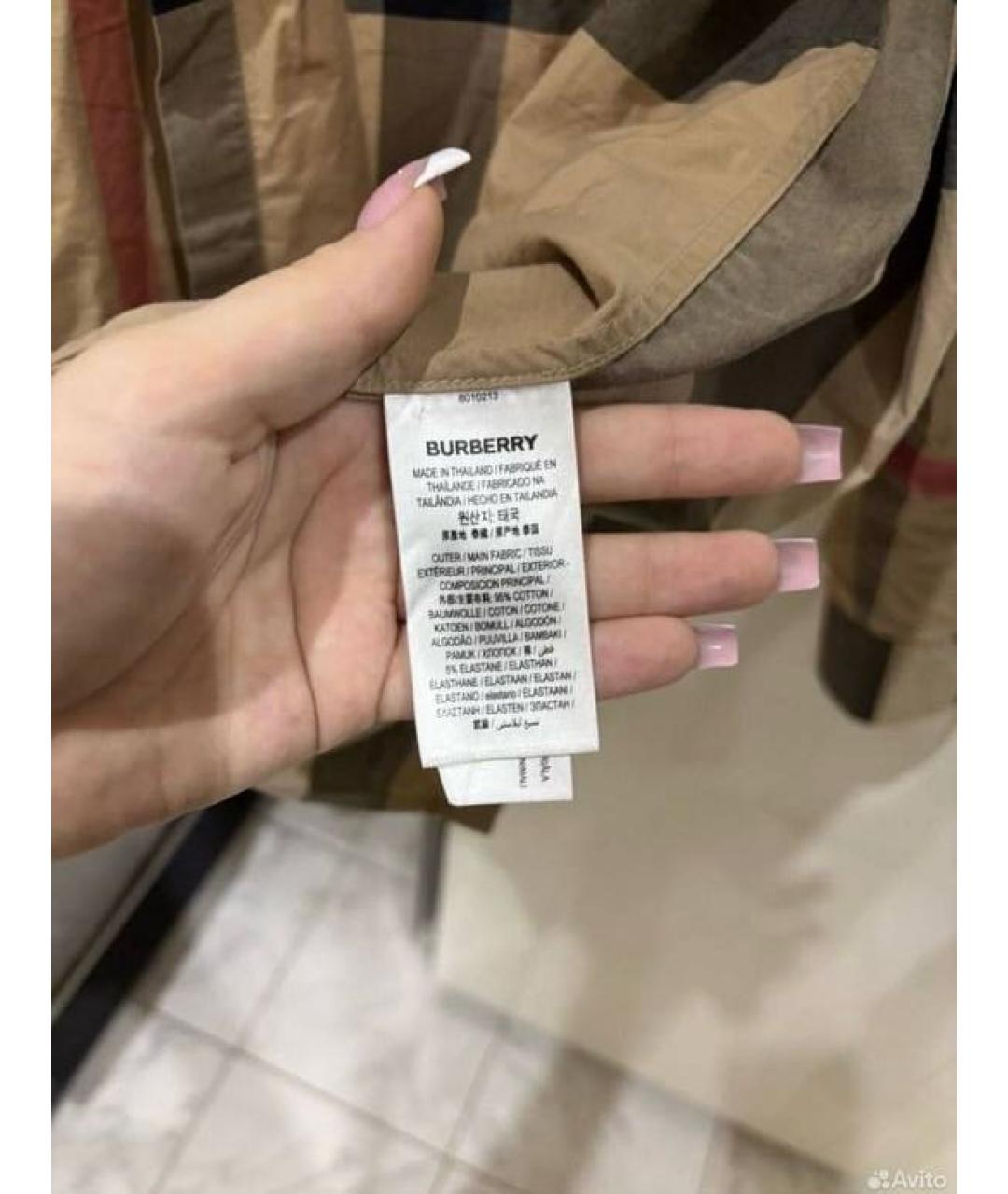 BURBERRY Бежевая хлопковая кэжуал рубашка, фото 4