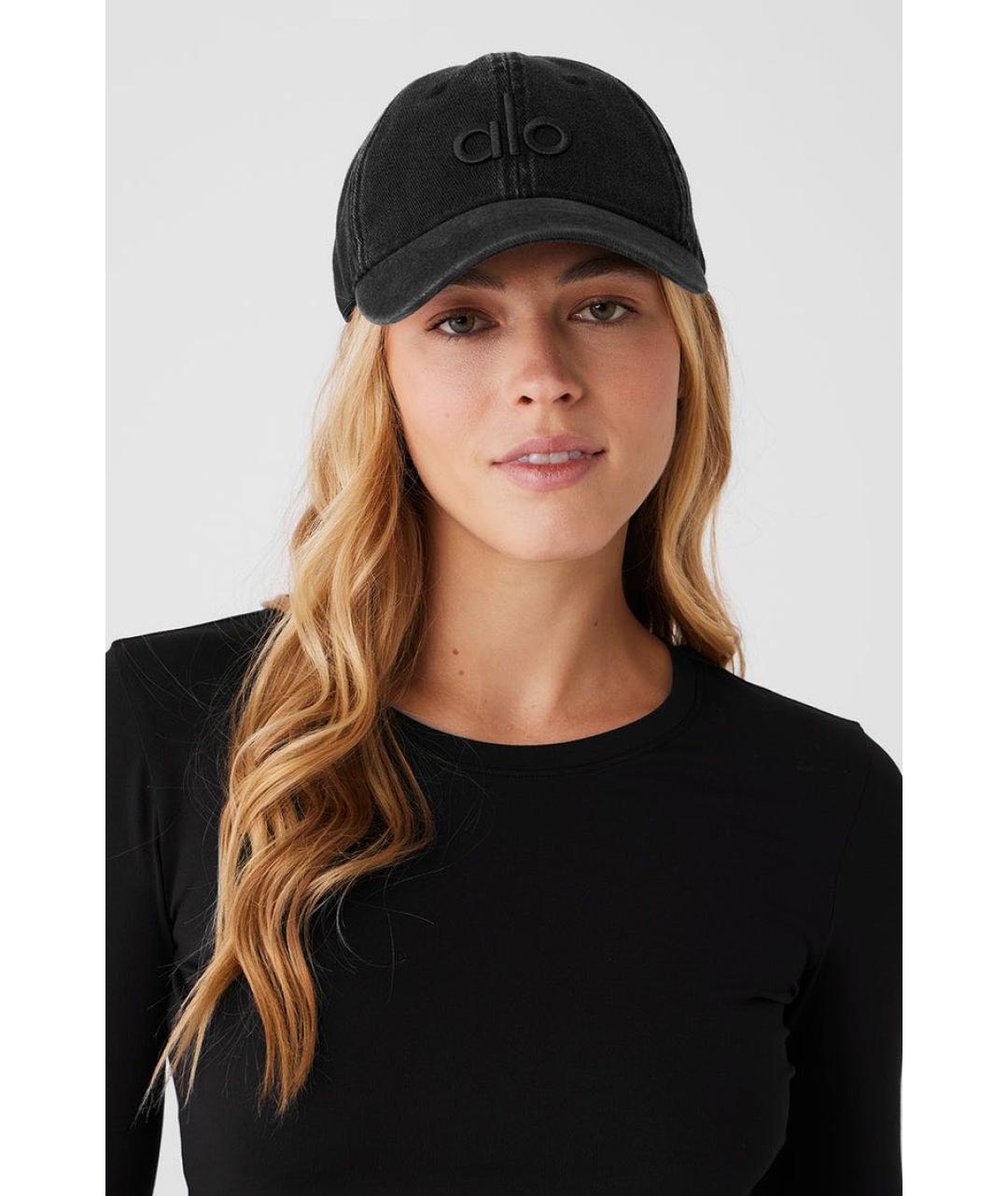 ALO YOGA Черная хлопковая кепка, фото 4