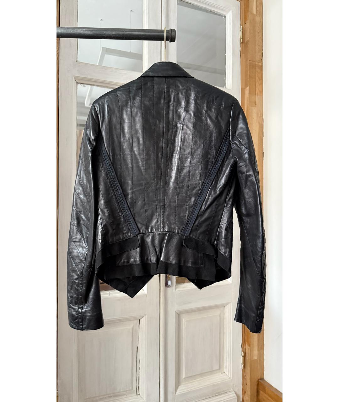 ROBERTO CAVALLI Черная кожаная куртка, фото 2