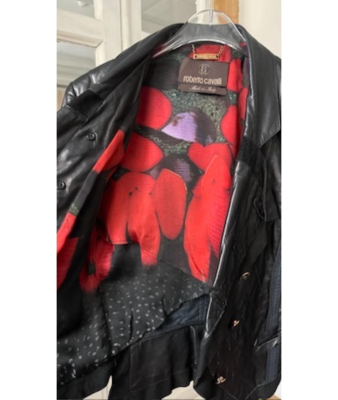 ROBERTO CAVALLI Черная кожаная куртка, фото 4