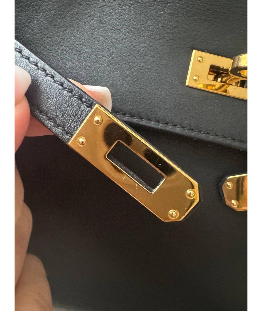 HERMES Черная кожаная сумка с короткими ручками, фото 7