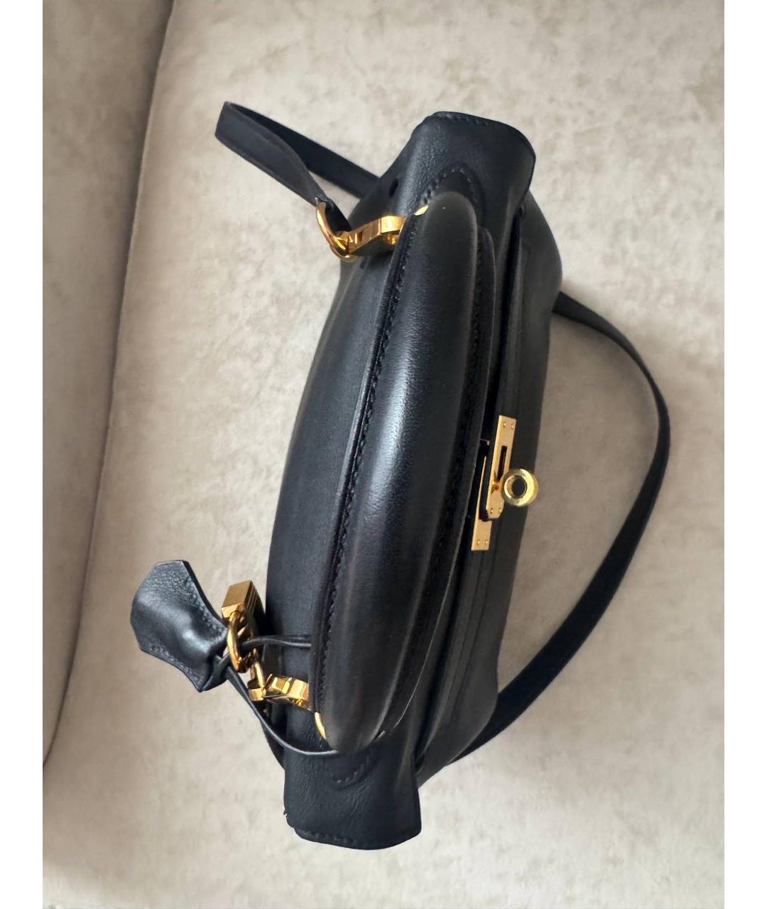 HERMES Черная кожаная сумка с короткими ручками, фото 4