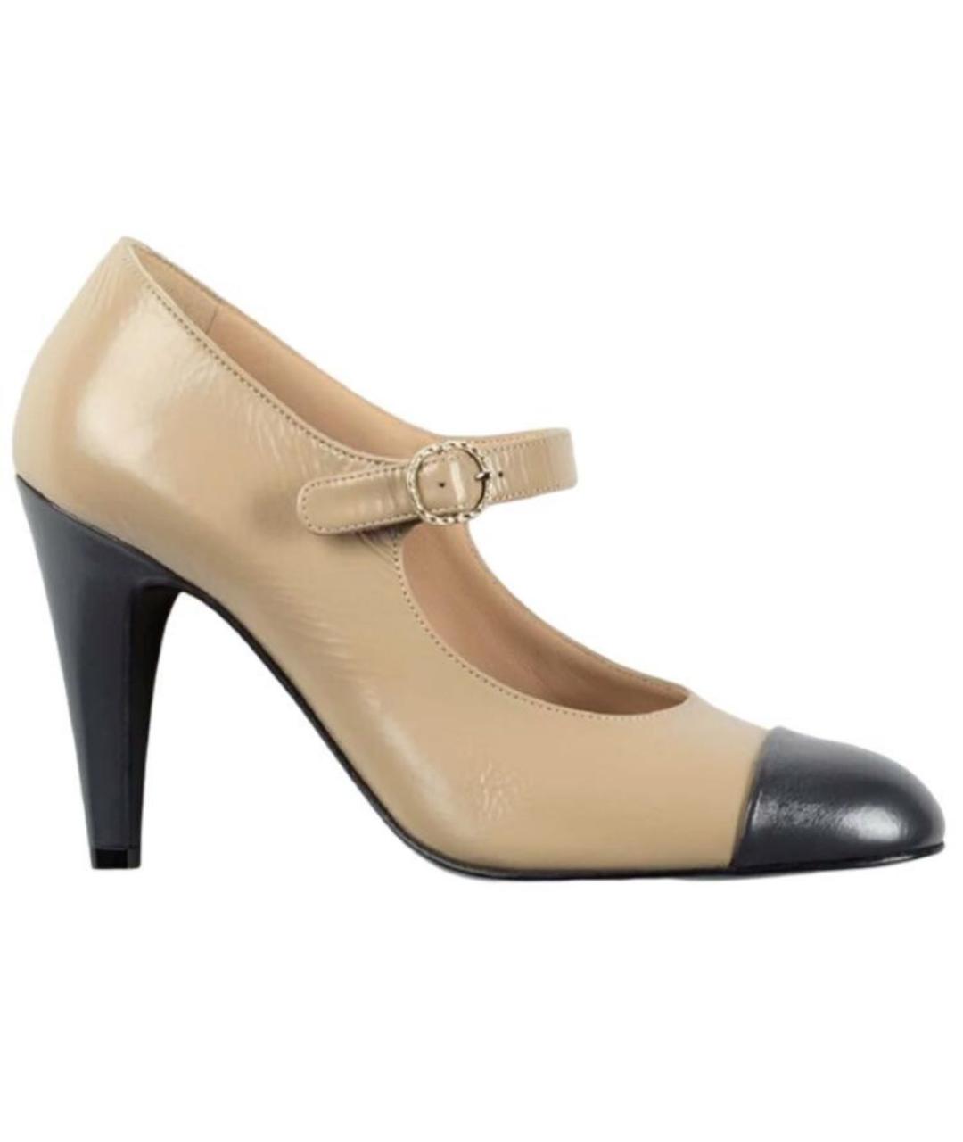 CHANEL Бежевые кожаные туфли, фото 3