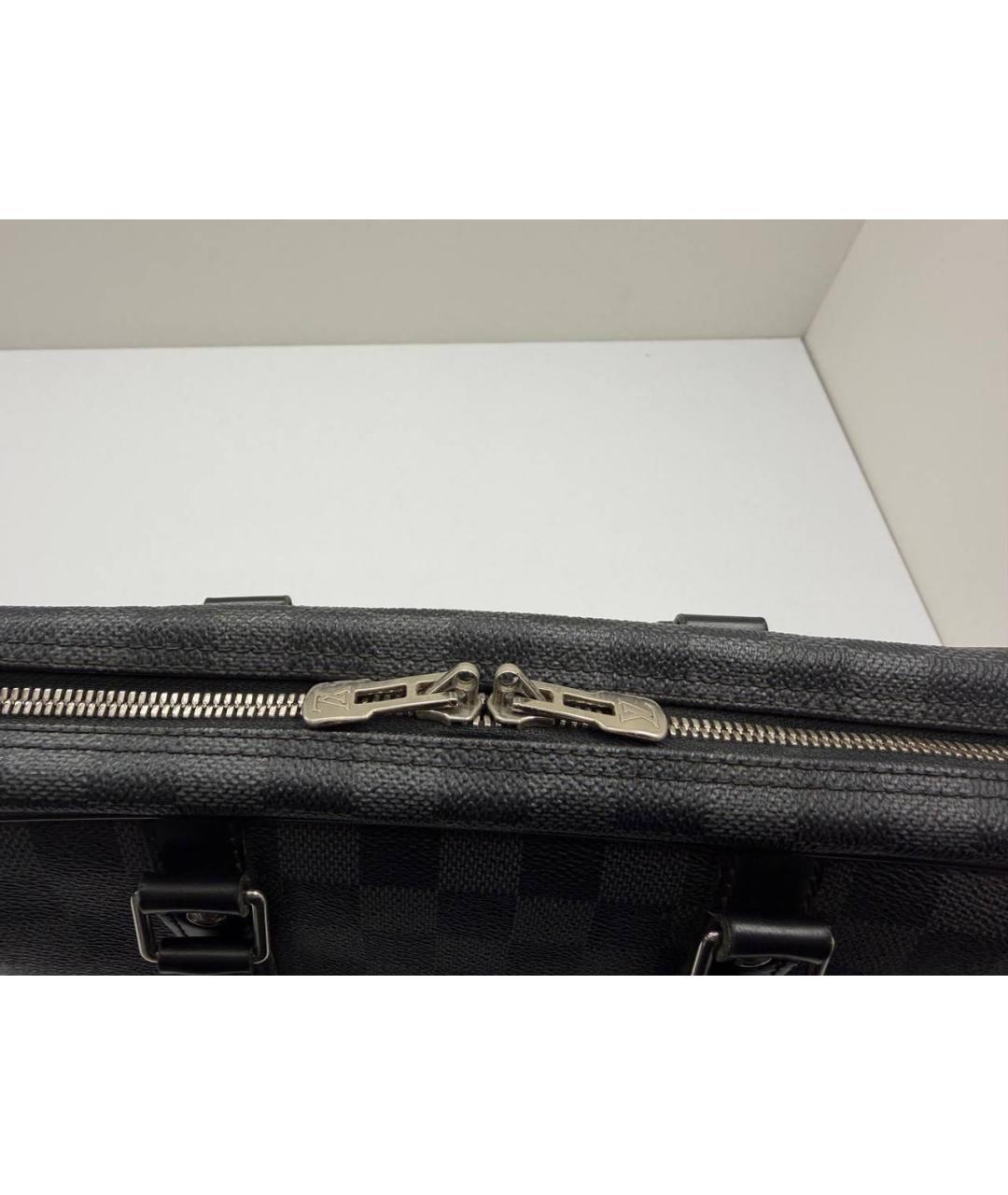 LOUIS VUITTON Черный кожаный портфель, фото 6