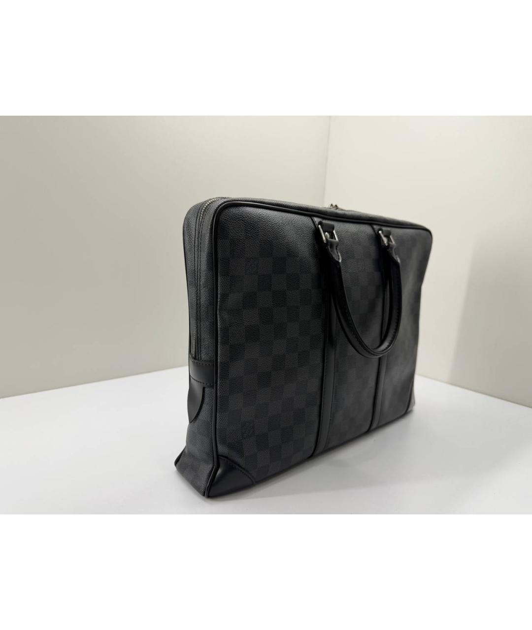 LOUIS VUITTON Черный кожаный портфель, фото 2
