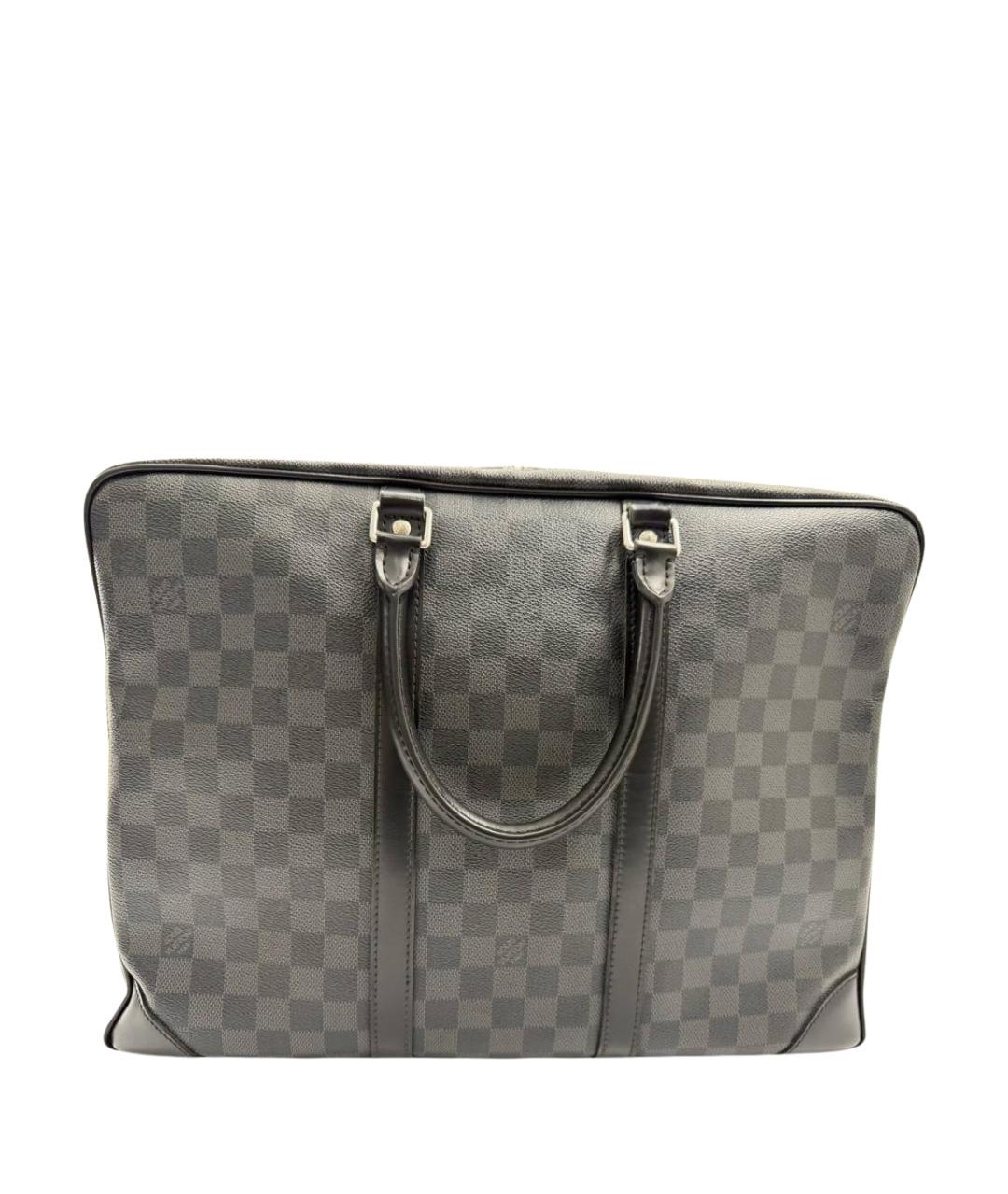 LOUIS VUITTON Черный кожаный портфель, фото 1