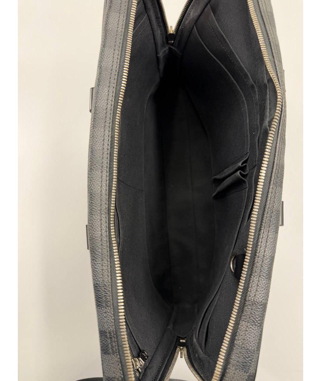 LOUIS VUITTON Черный кожаный портфель, фото 4