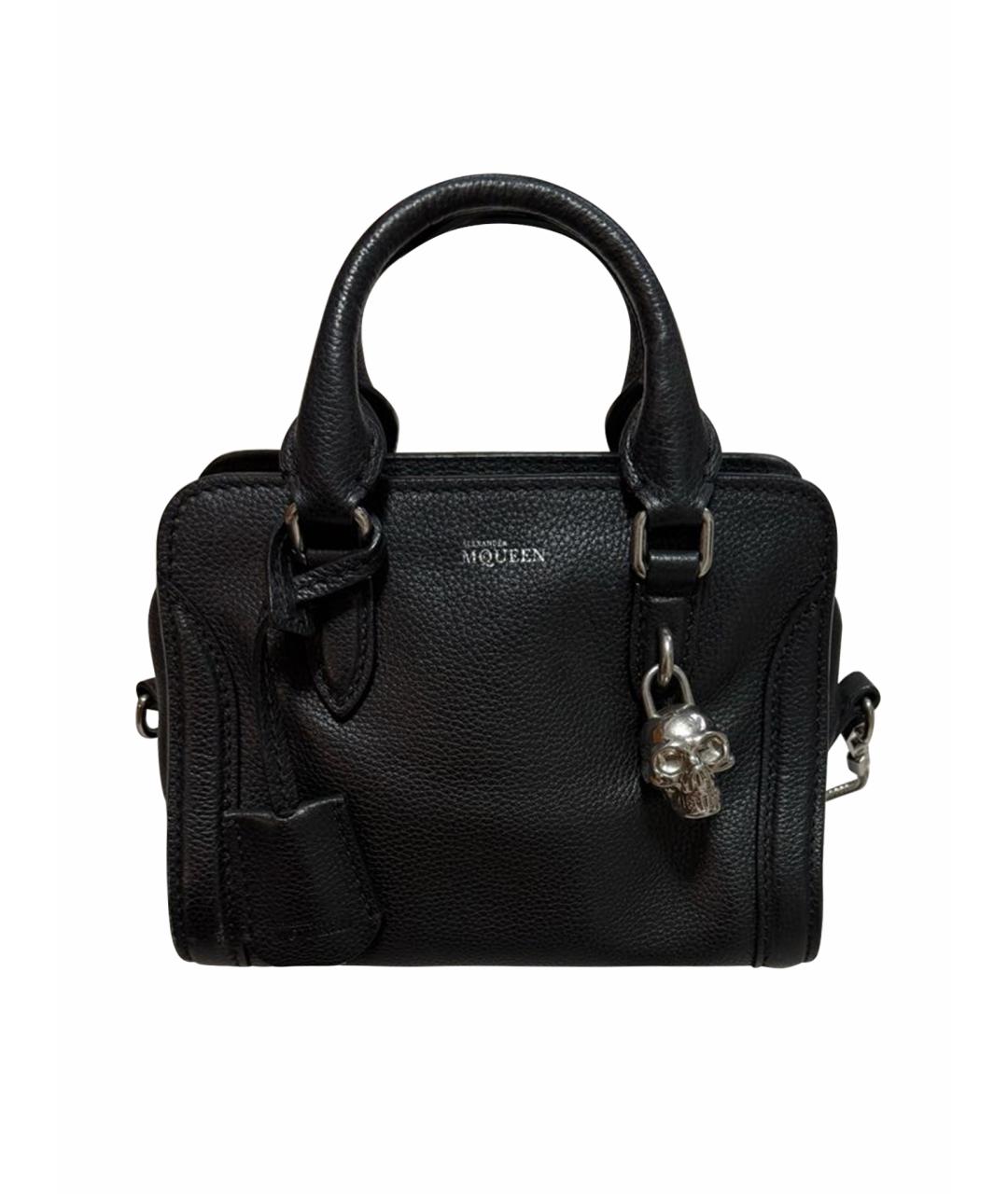ALEXANDER MCQUEEN Черная кожаная сумка с короткими ручками, фото 1