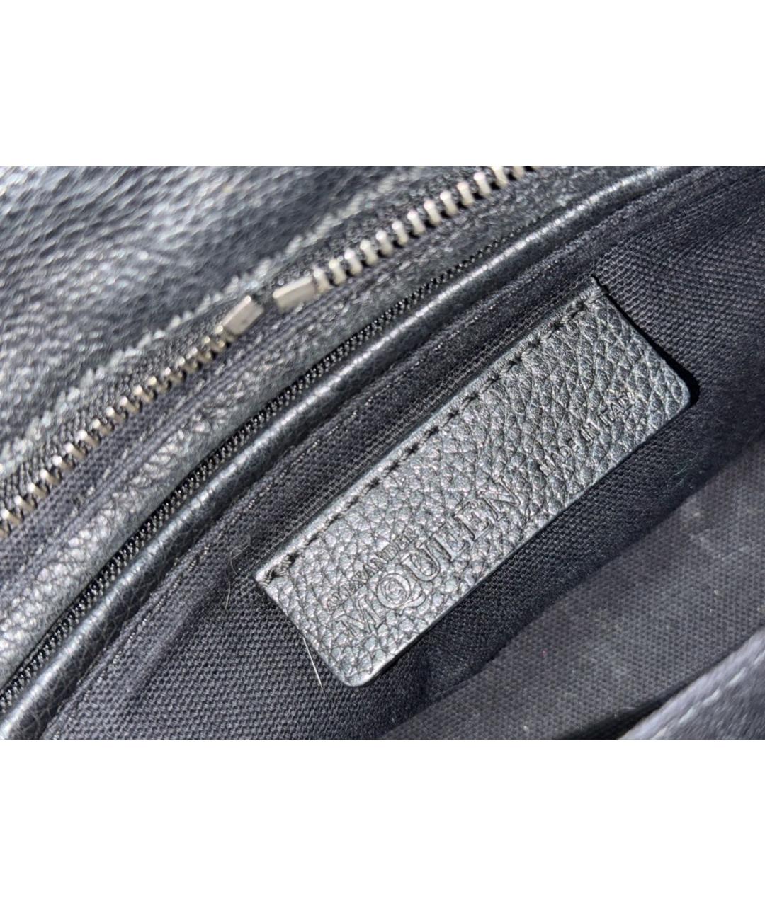 ALEXANDER MCQUEEN Черная кожаная сумка с короткими ручками, фото 5